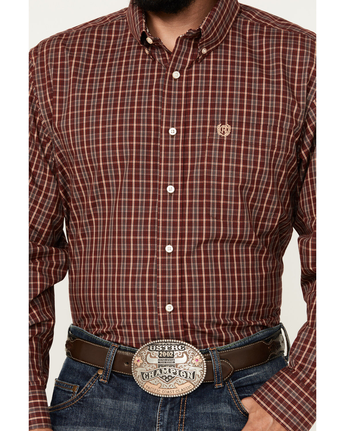 Panhandle Men's Select Plaid Print Long Sleeve Button-Down Western Shirt