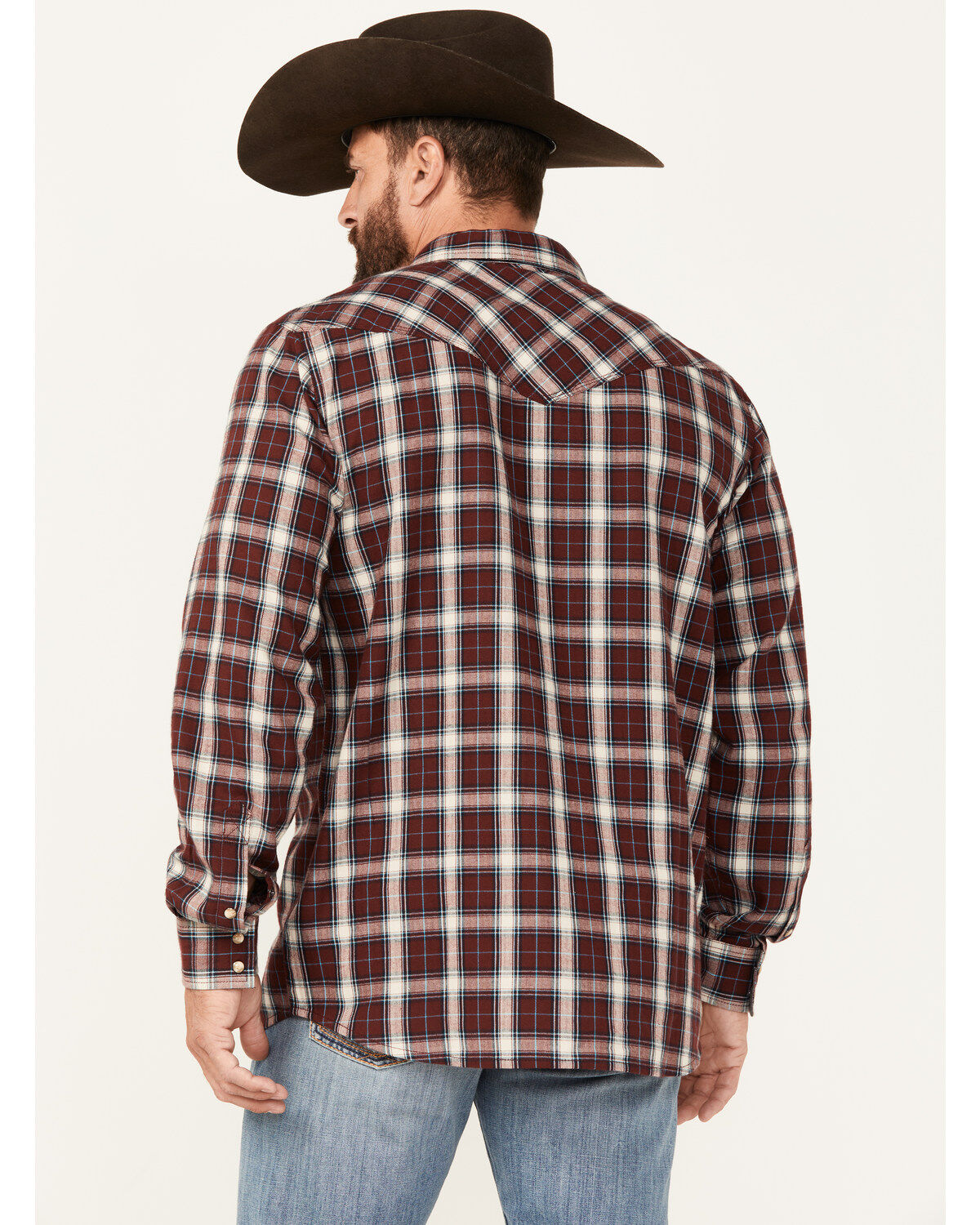 Moonshine Spirit Men's Red Dawn Plaid Print Long Sleeve Snap Western Shirt