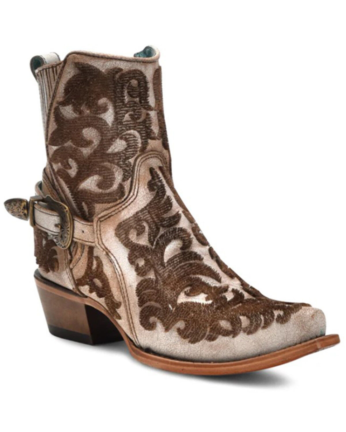 Corral Women's Bristle Embroidered Ankle Booties - Snip Toe