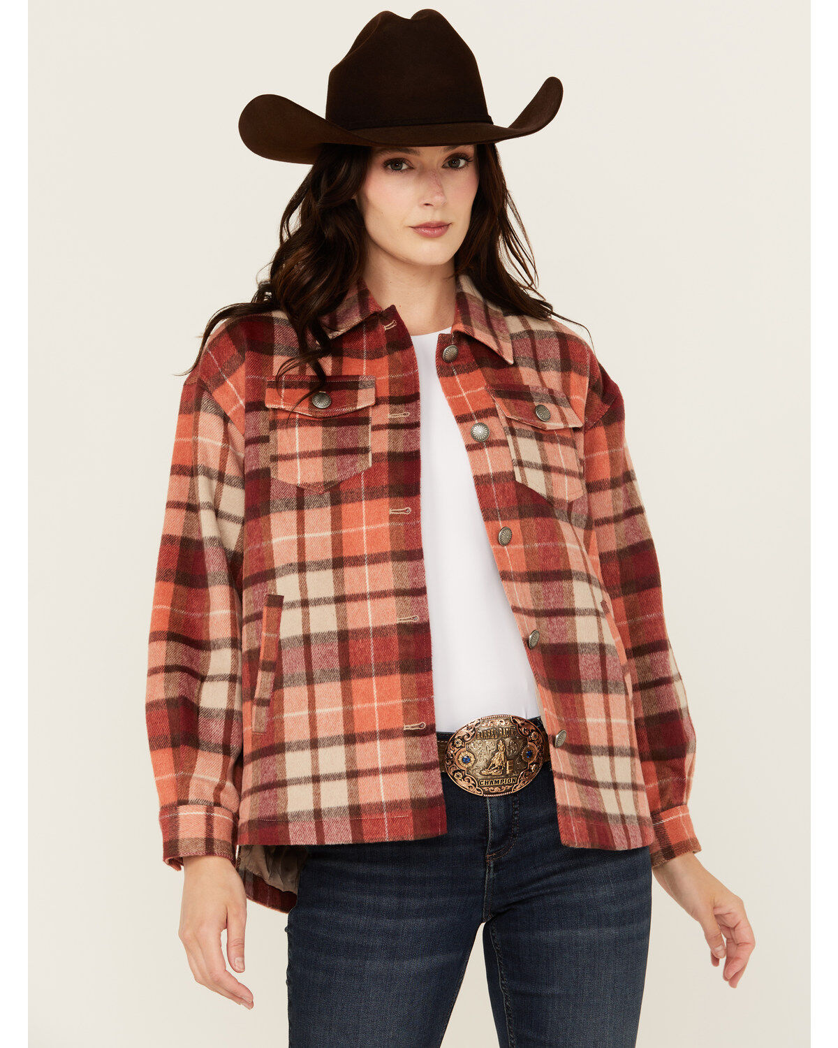 Shyanne Women's Plaid Print Quilted Button-Down Shacket