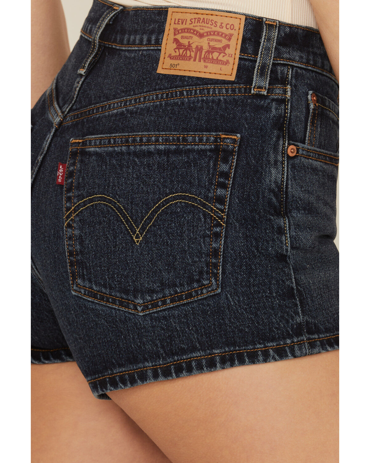 Levi's Women's 501 Update Forward Dark Wash High Rise Original Denim Shorts