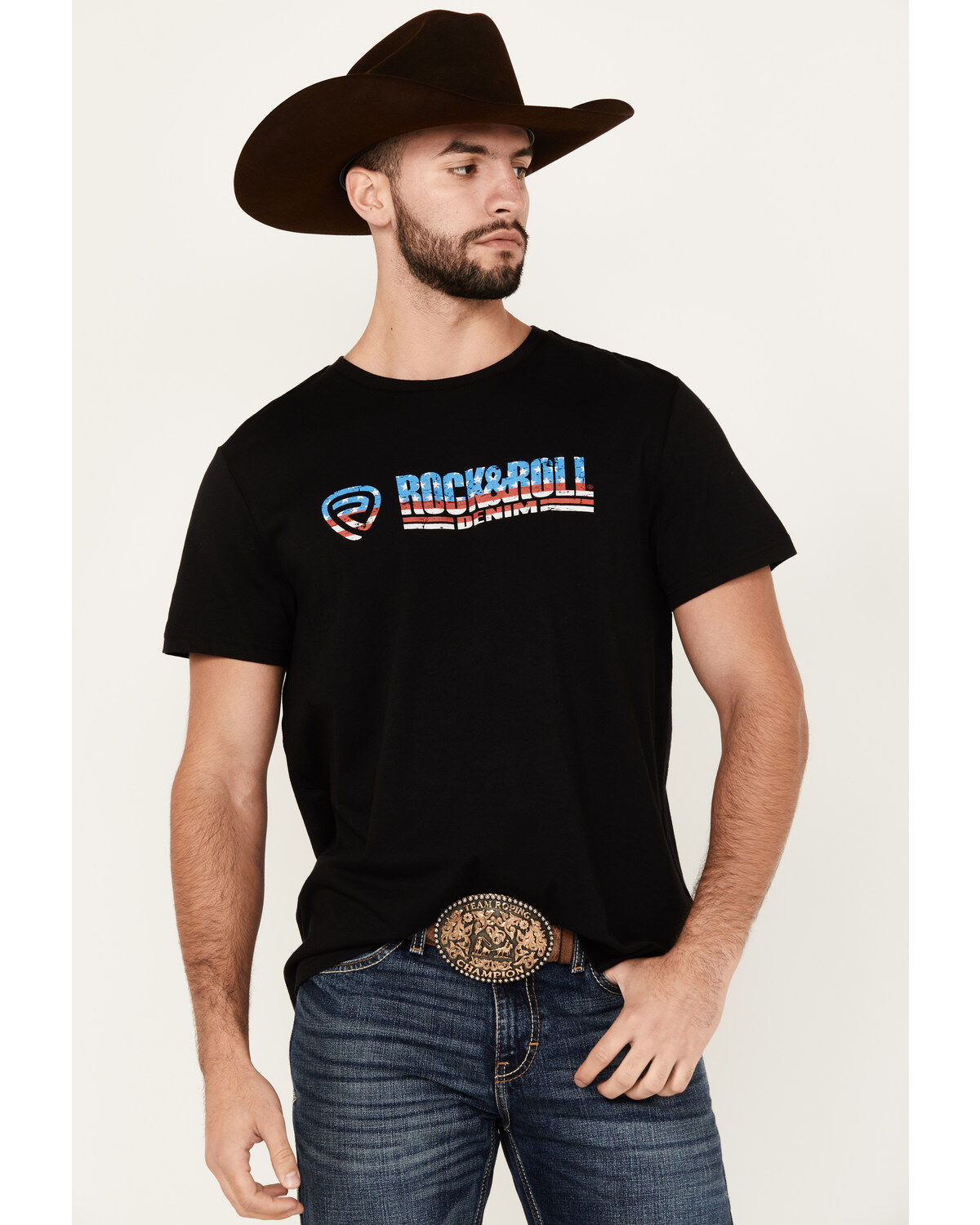 Rock & Roll Denim Men's Americana Logo Short Sleeve Graphic T-Shirt