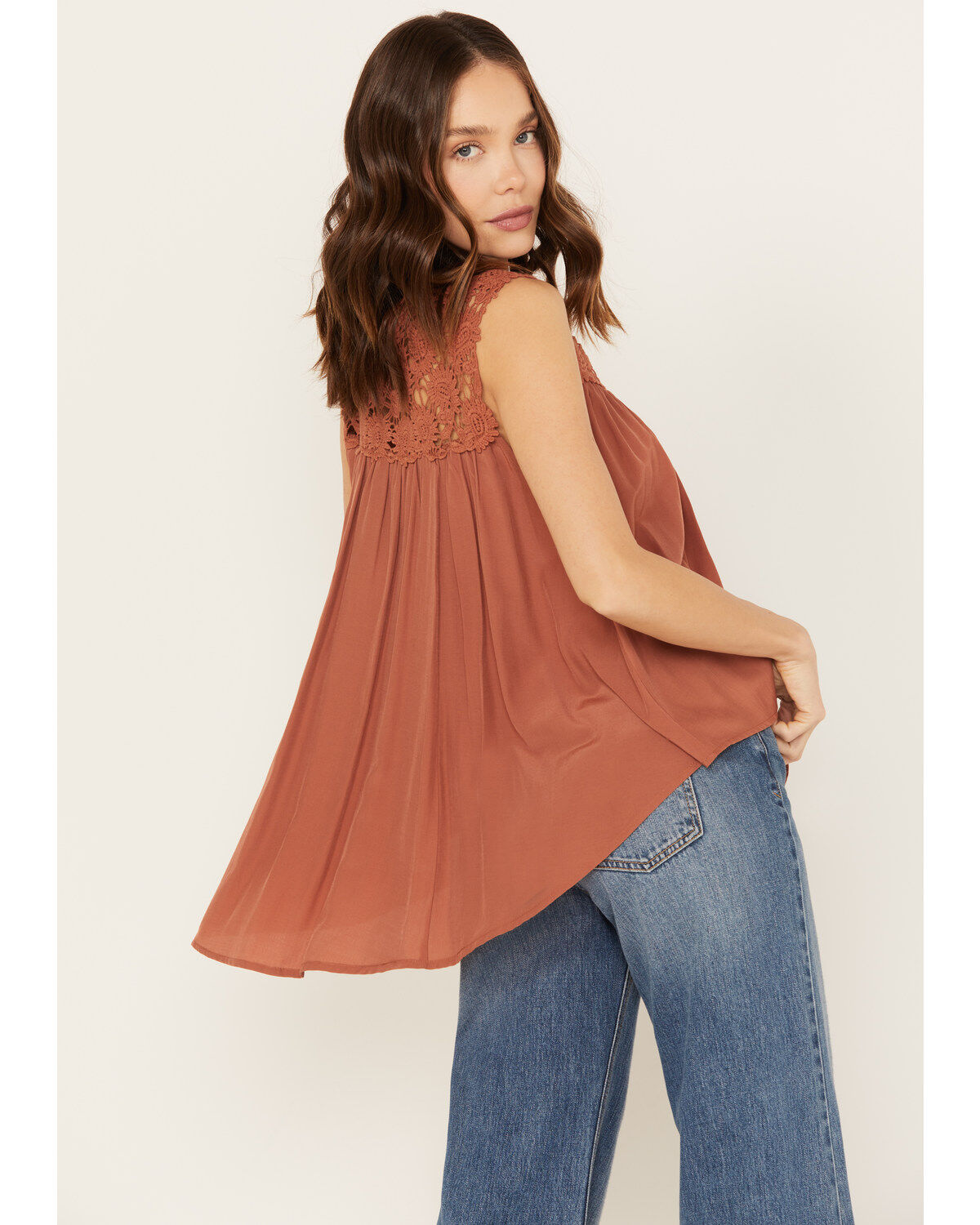 Molly Bracken Women's Crochet Sleeveless Peasant Top