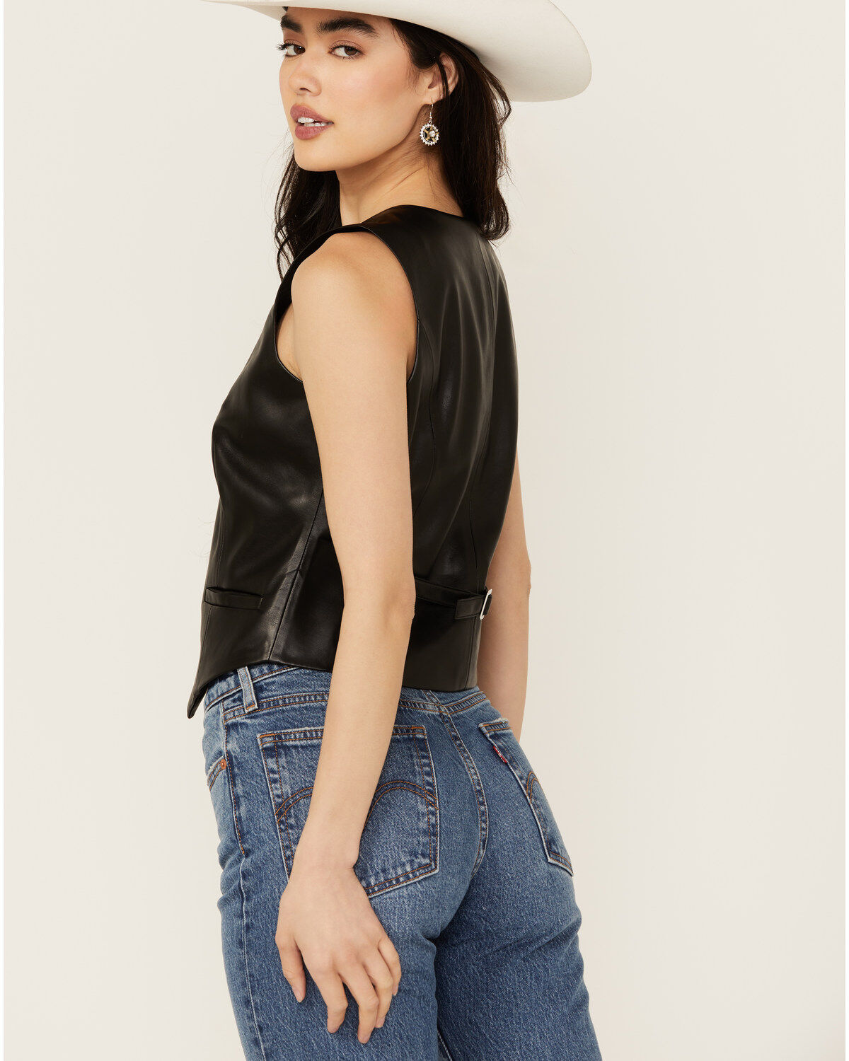 Revel Women's Solid Faux Leather Vest