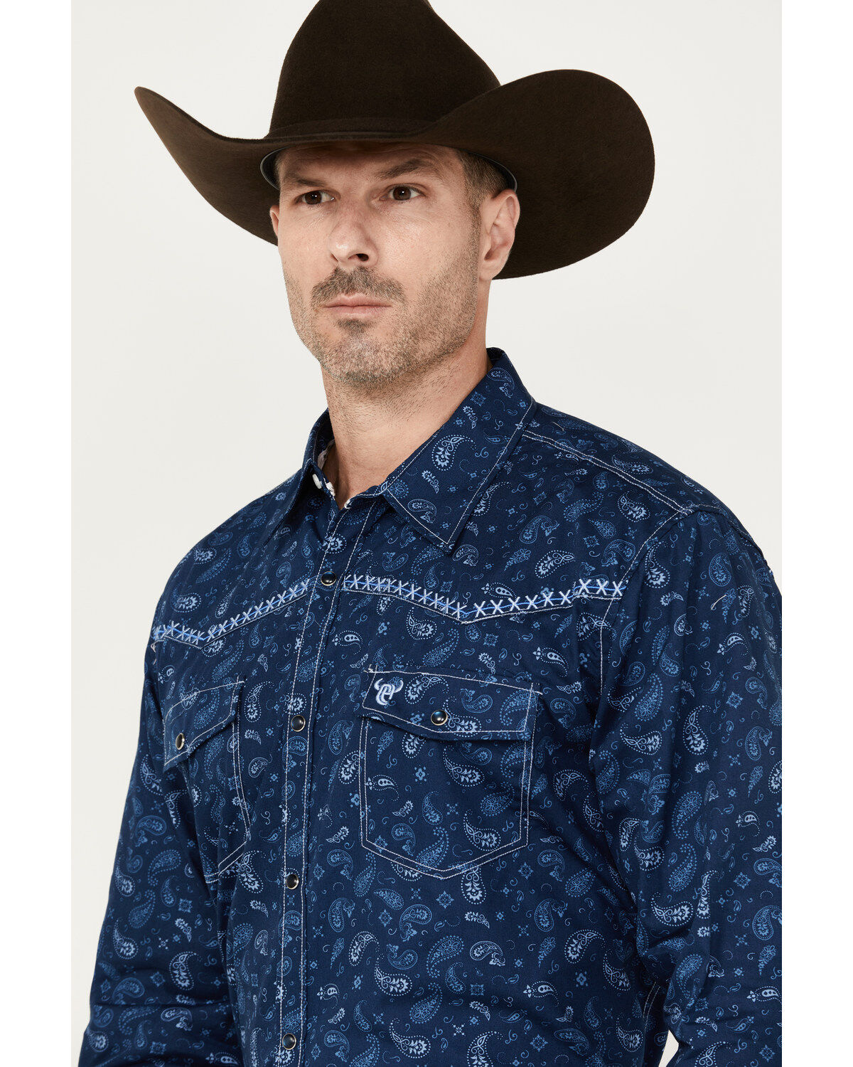 Cowboy Hardware Men's Roman Paisley Print Long Sleeve Western Snap Shirt