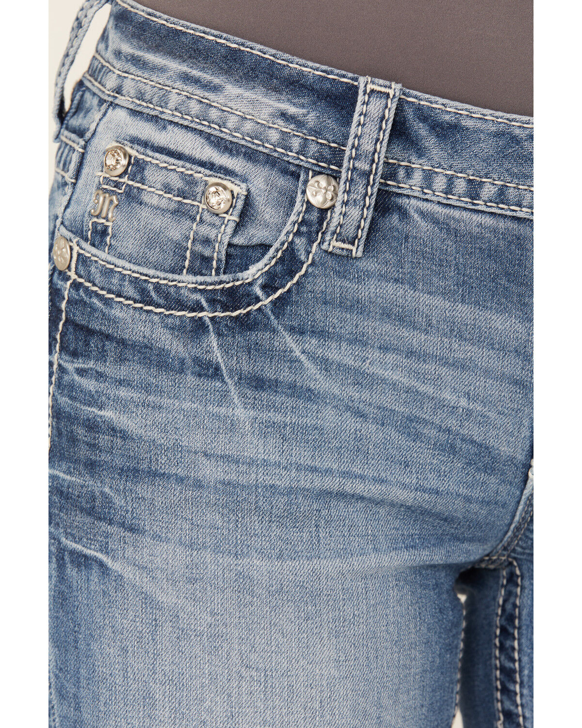 Miss Me Women's Medium Wash Dream Catcher Embroidered Mid Rise Bootcut Stretch Denim Jeans