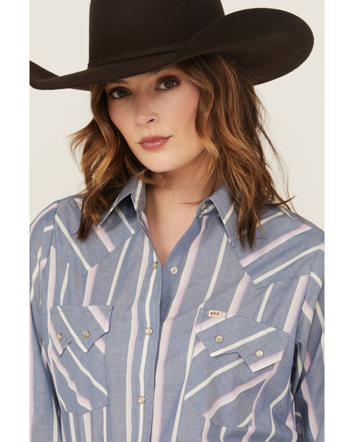 Cowboygirl by Jenna Paulette Women's Striped Long Sleeve Pearl Snap Western Shirt