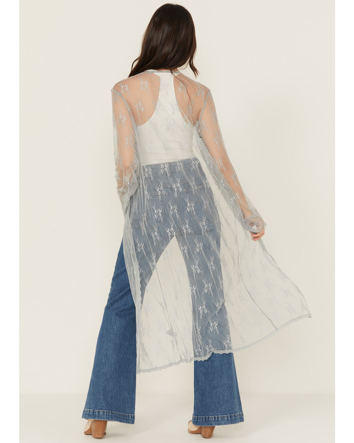 Beyond The Radar Women's Lace Long Sleeve Kimono