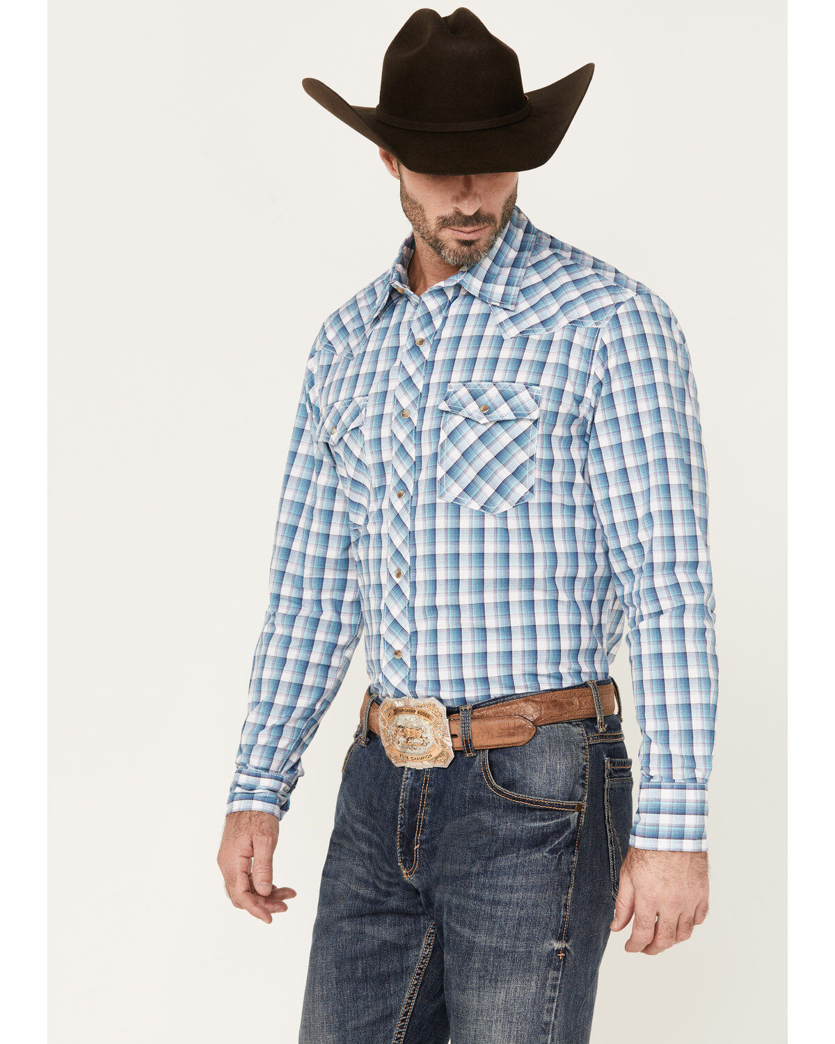 Wrangler 20x Men's Plaid Print Long Sleeve Snap Western Shirt
