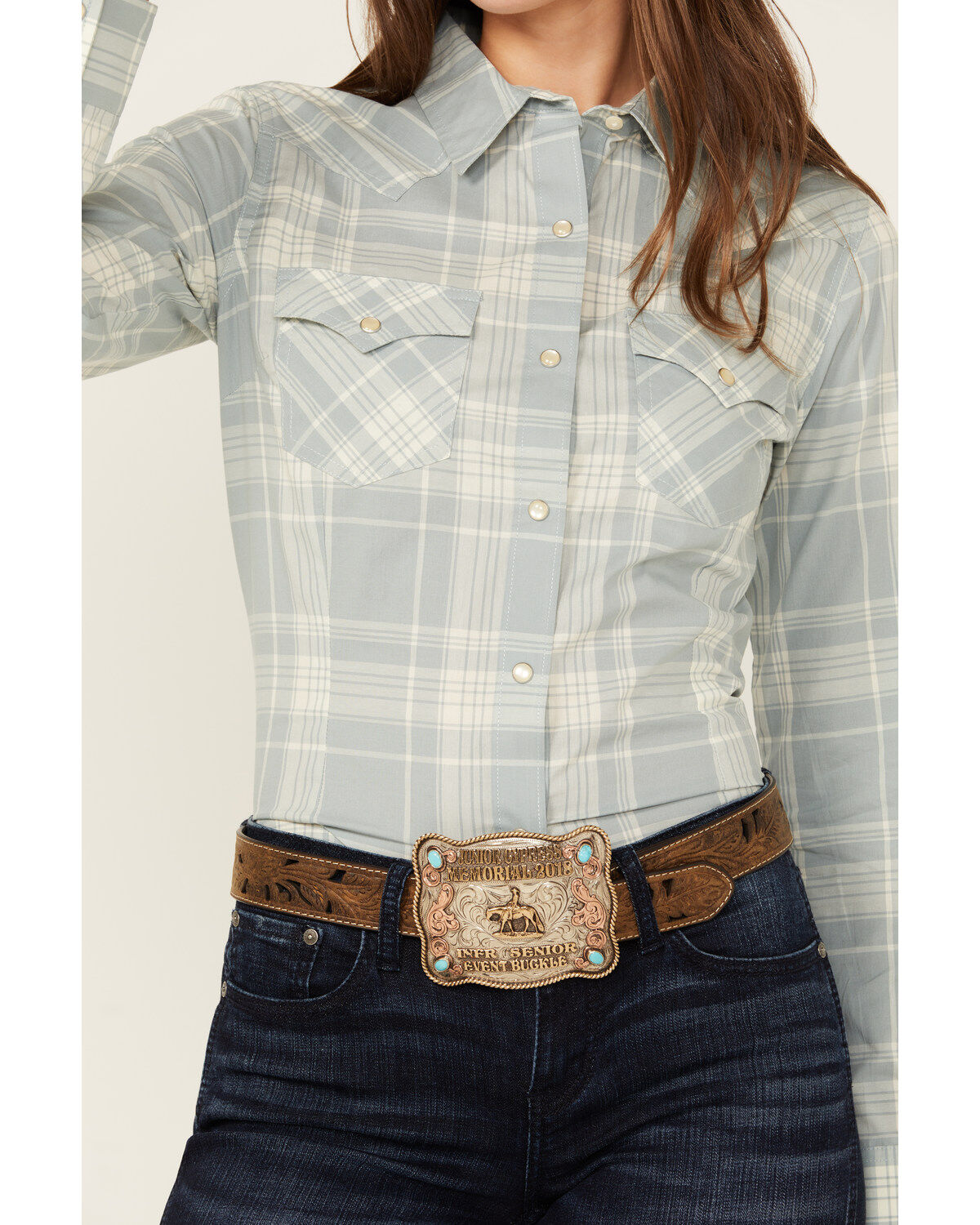 Wrangler Retro Women's Plaid Print Long Sleeve Pearl Snap Western Shirt