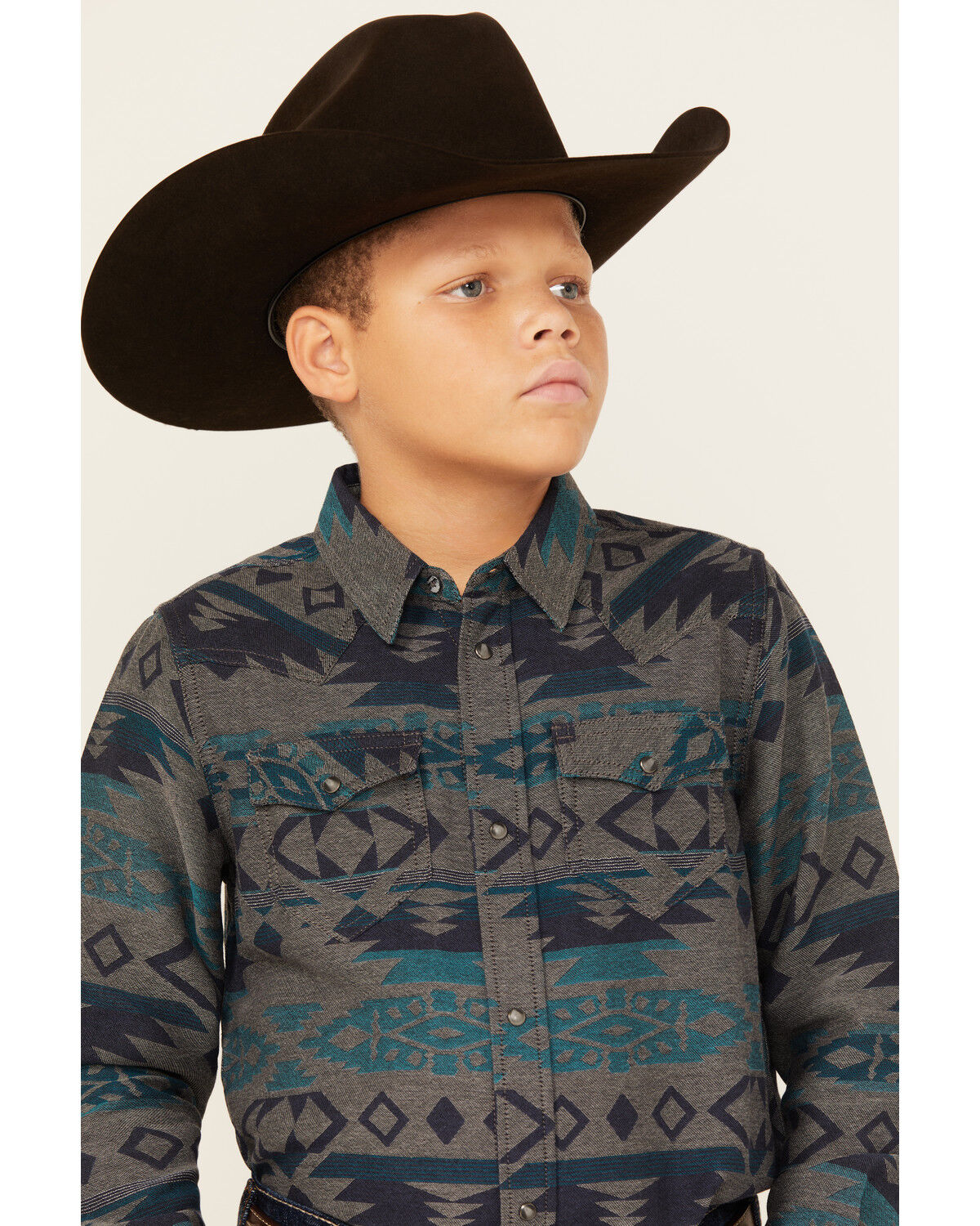 Cody James Boys' Julian Southwestern Print Long Sleeve Snap Western Shirt