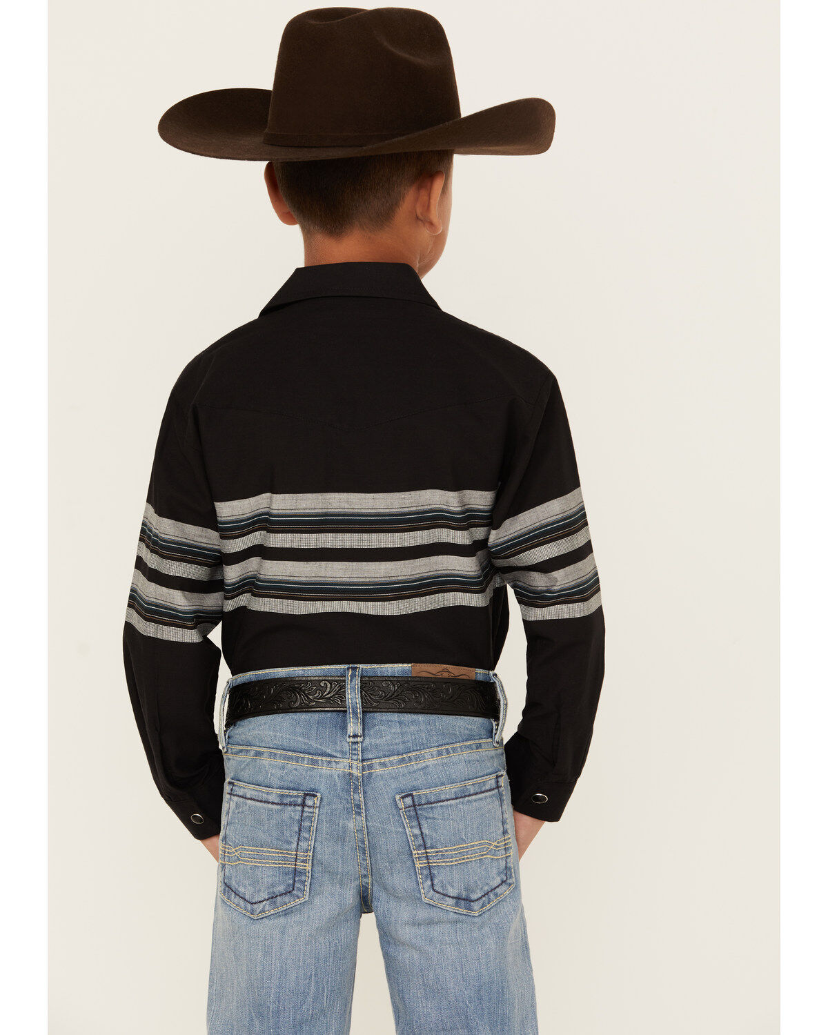 Roper Boys' Border Stripe Long Sleeve Snap Western Shirt