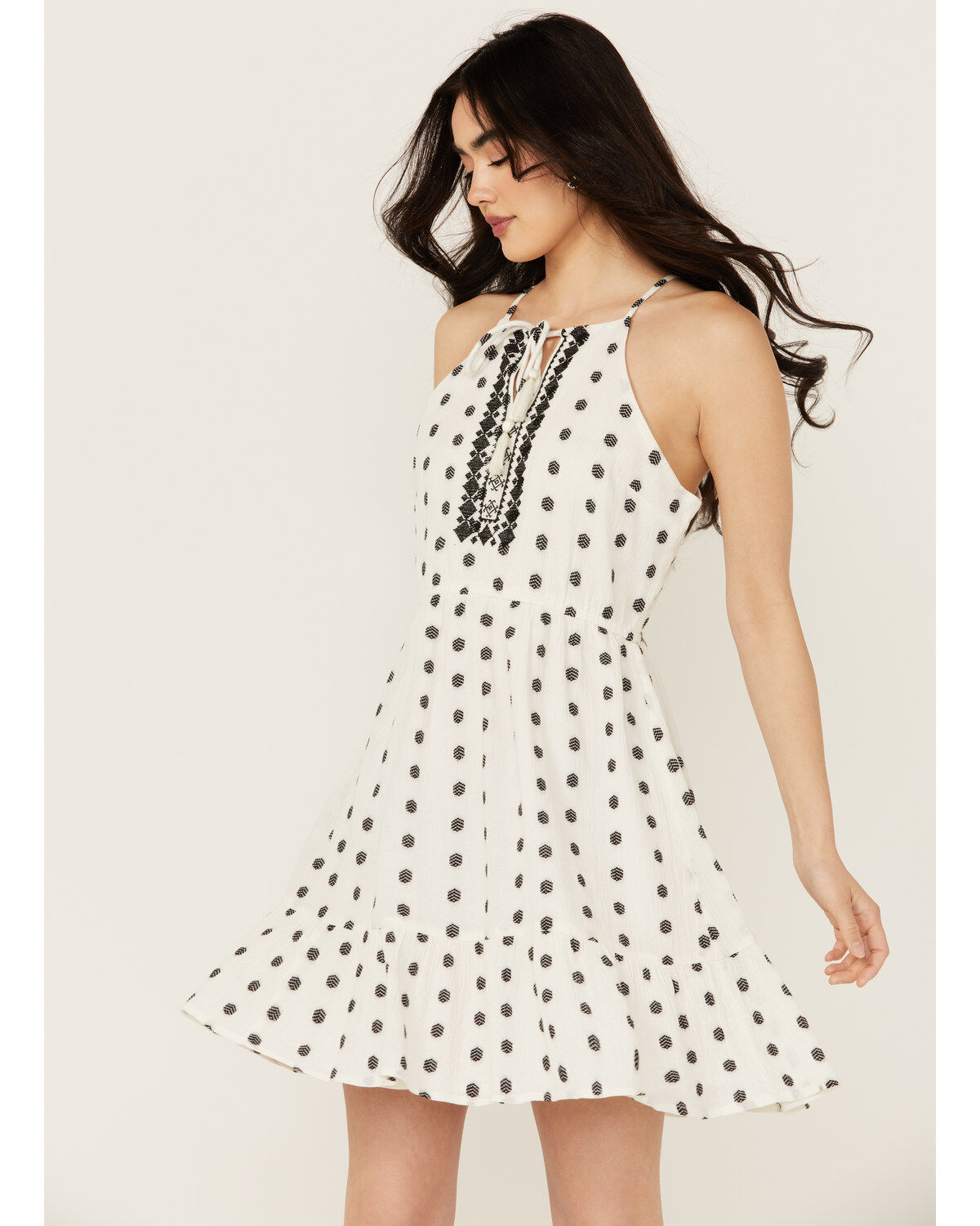 Idyllwind Women's Zelida Embroidered Halter Neck Mini Dress