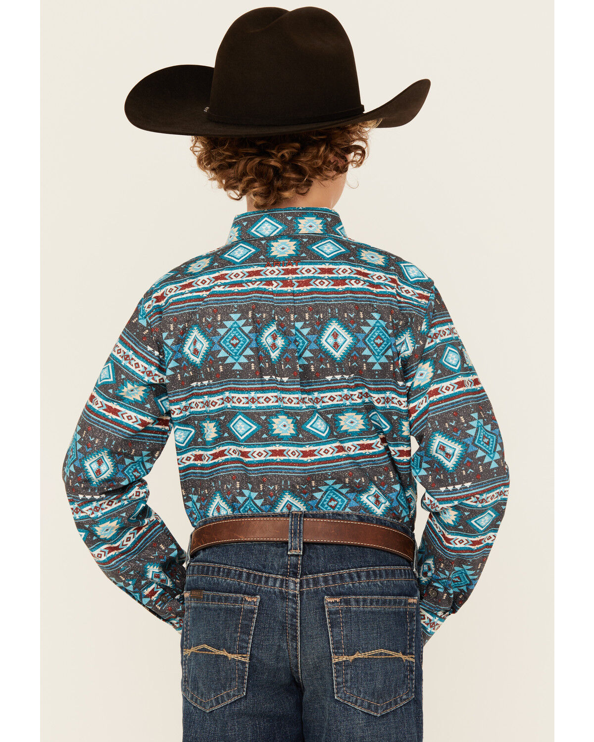 Ariat Boys' Classic Southwestern Striped Long Sleeve Button-Down Western Shirt