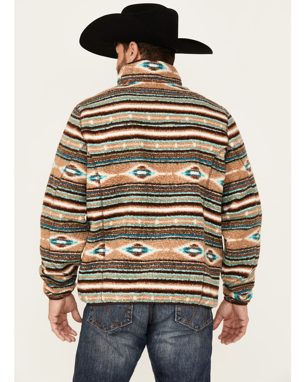 Rock & Roll Denim Men's Southwestern Striped Berber 1/4 Zip Pullover