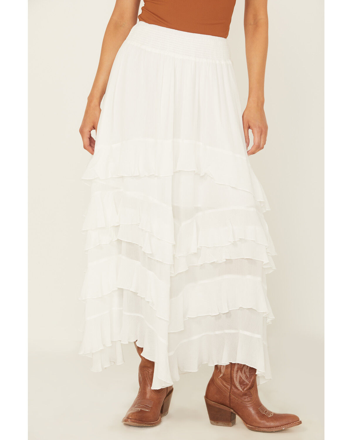 Blue B Women's Tiered Ruffle Midi Skirt