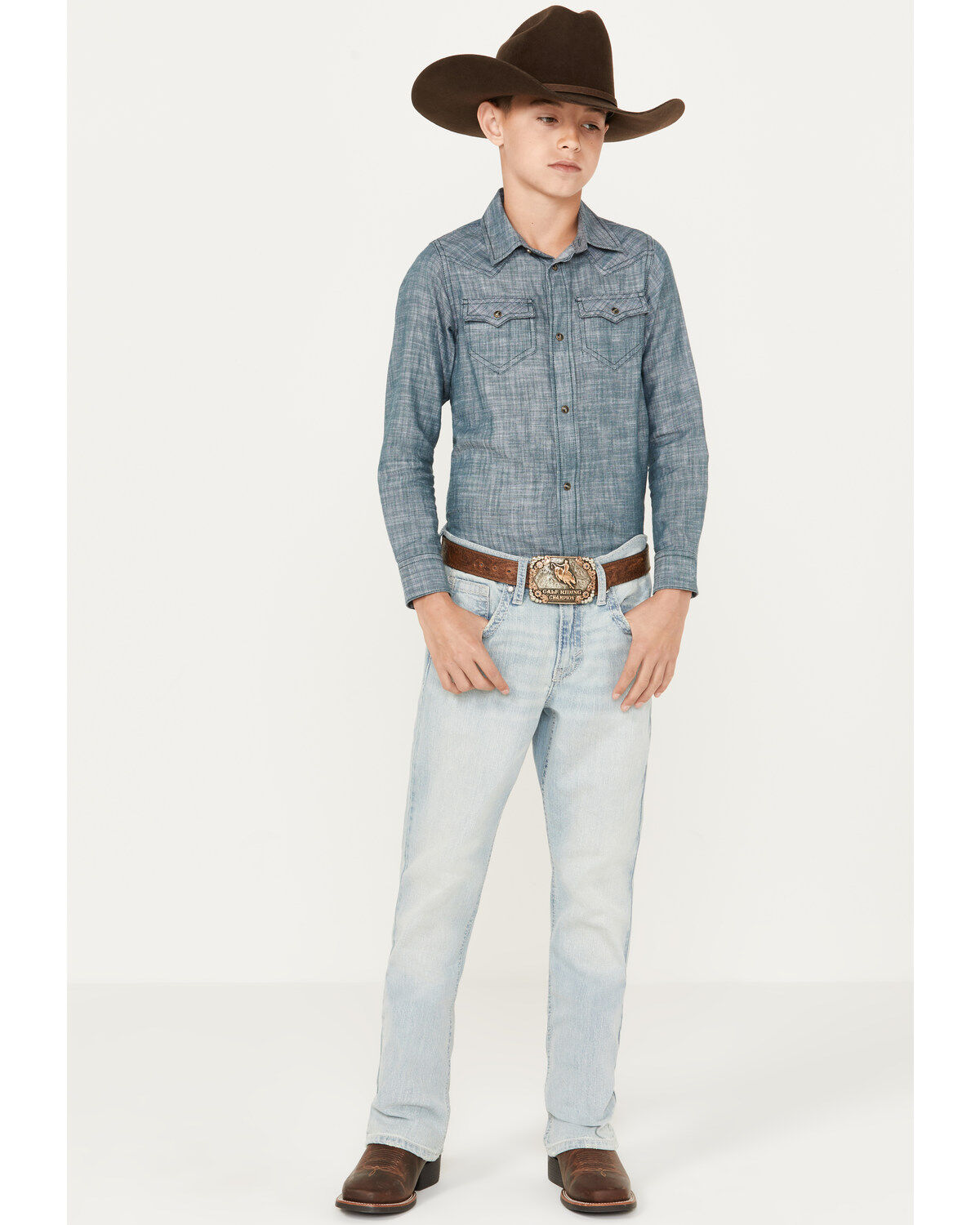 Cody James Boys' Light Wash Pioneer Slim Stretch Bootcut Jeans