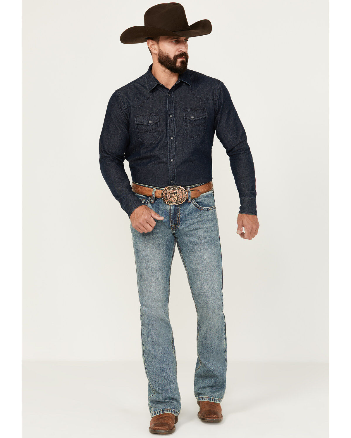 Rock & Roll Denim Men's Pistol Medium Vintage Wash Bootcut Rigid Denim Jeans