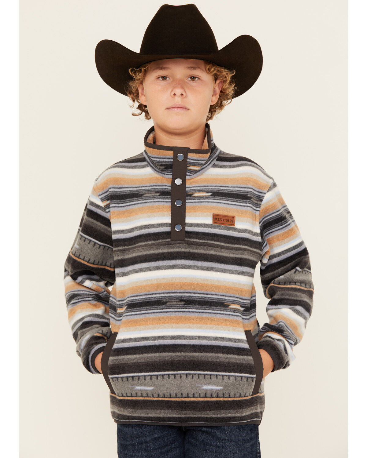 Cinch Boys' Striped Polar Fleece Pullover