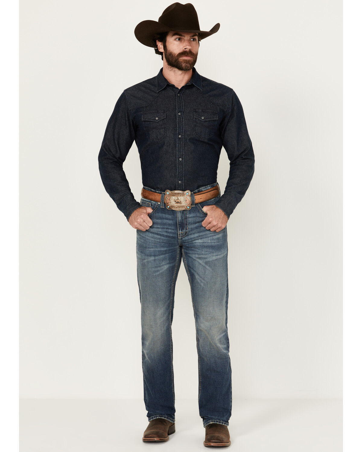 Cody James Men's Trigger Medium Wash Slim Straight Rigid Denim Jeans