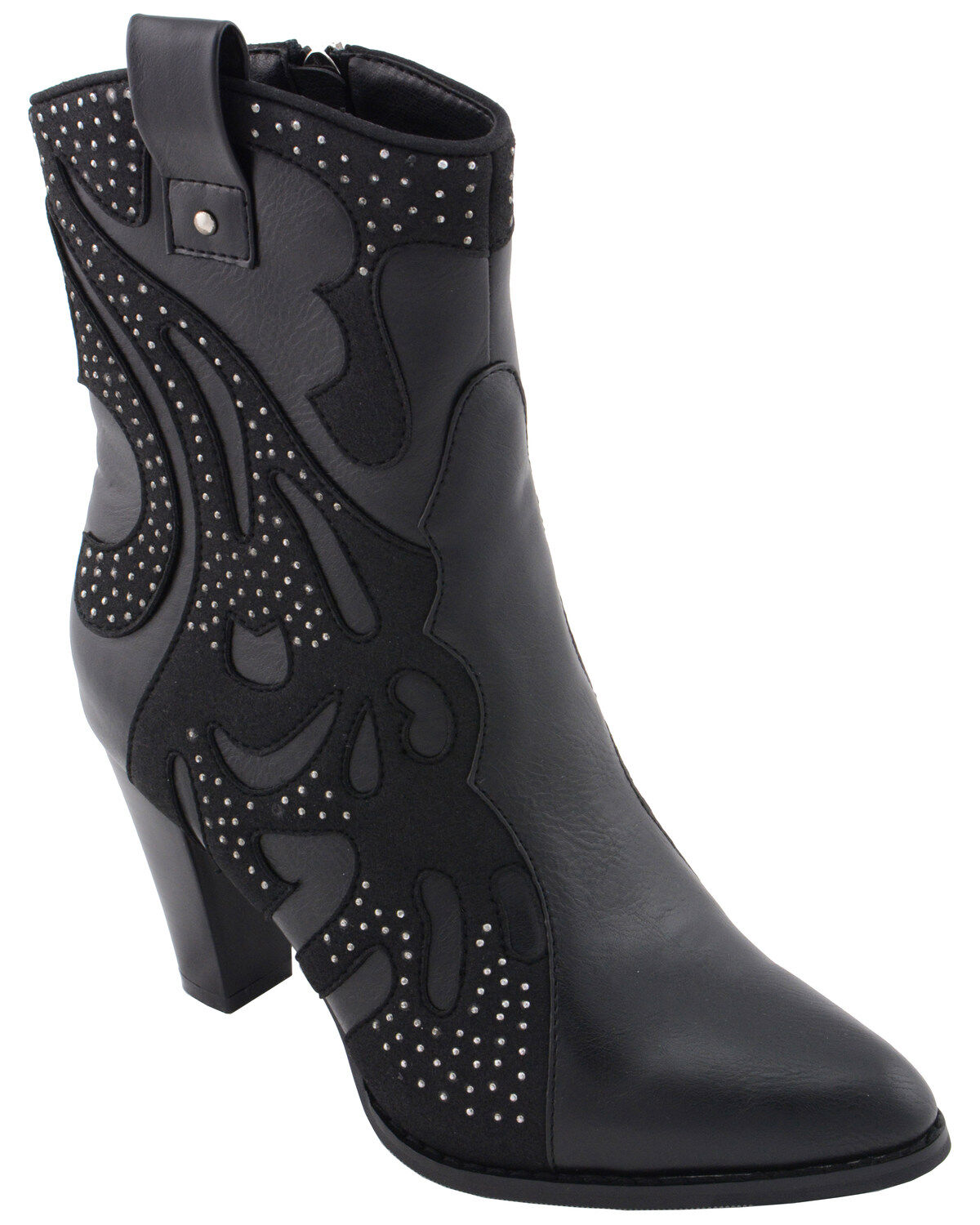 Milwaukee Leather Women's Studded Overlay Western Boots - Round Toe