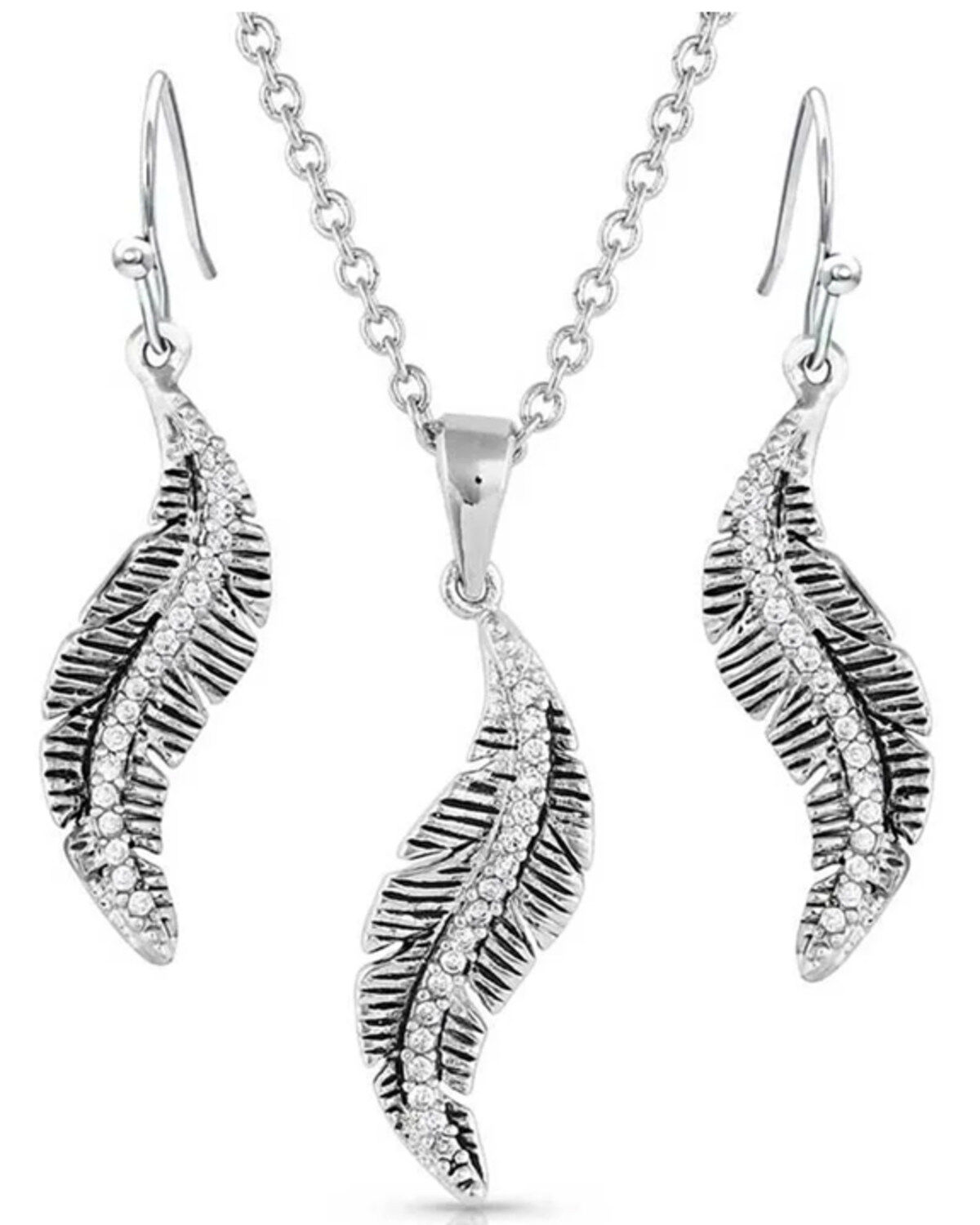 Montana Silversmiths Women's All About The Curve Feather Jewelry Set - 2 Piece