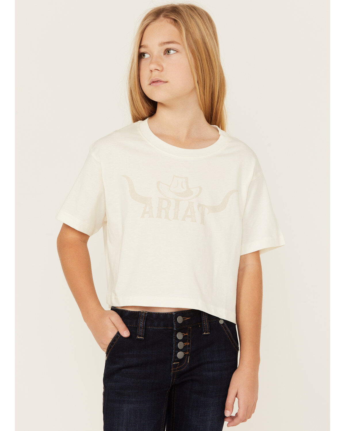 Ariat Girls' Logo Short Sleeve Graphic Cropped Tee