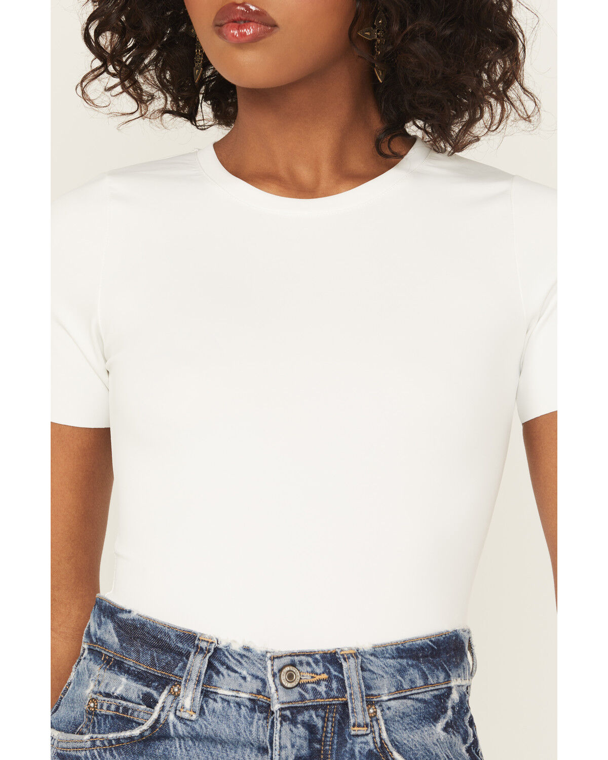 Good American Women's Scuba Solid Short Sleeve Bodysuit