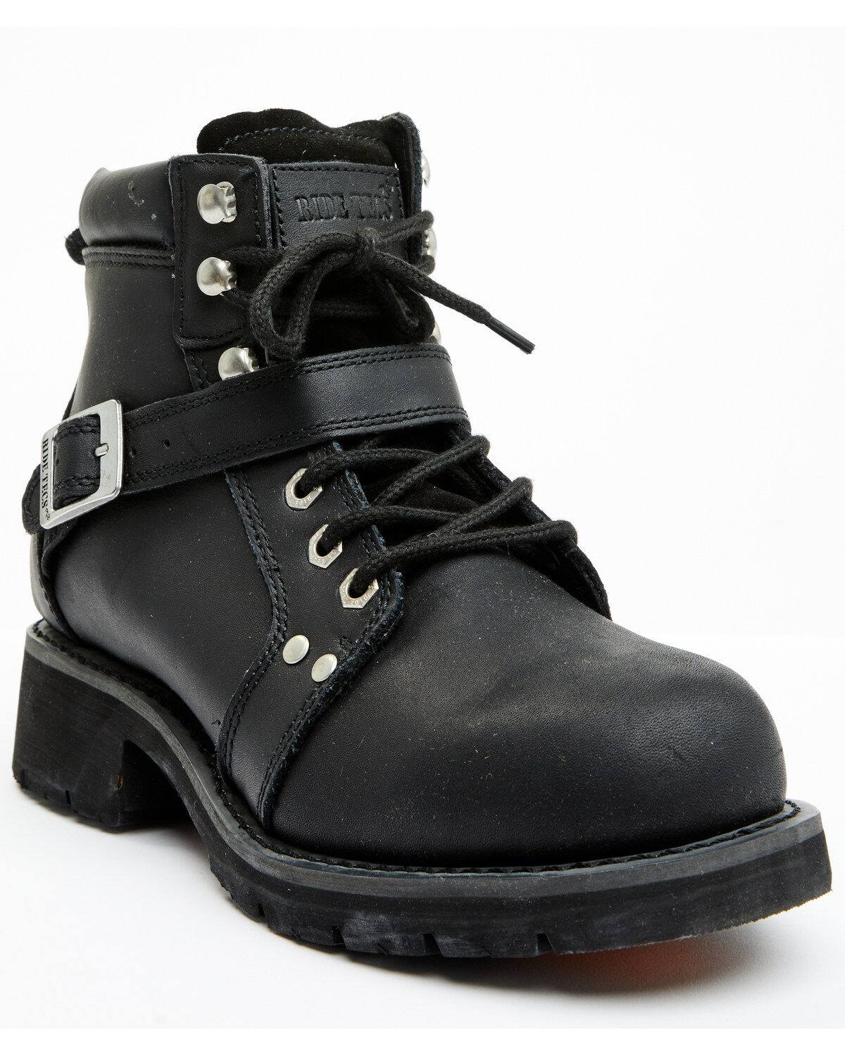 Ad Tec Women's 6" Lace Zipper Biker Boots - Soft Toe