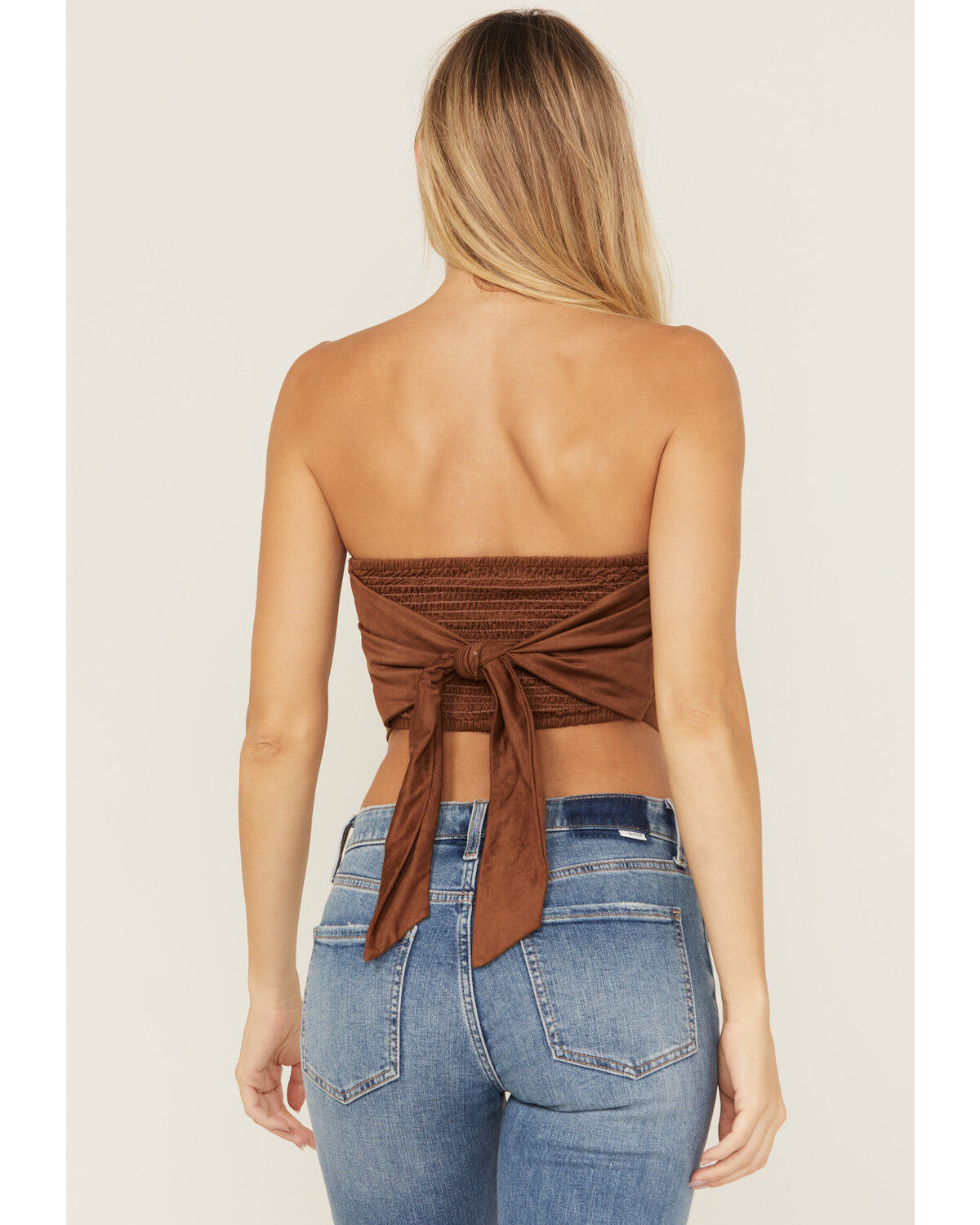 Originality Women's Suede Handkerchief Strapless Top