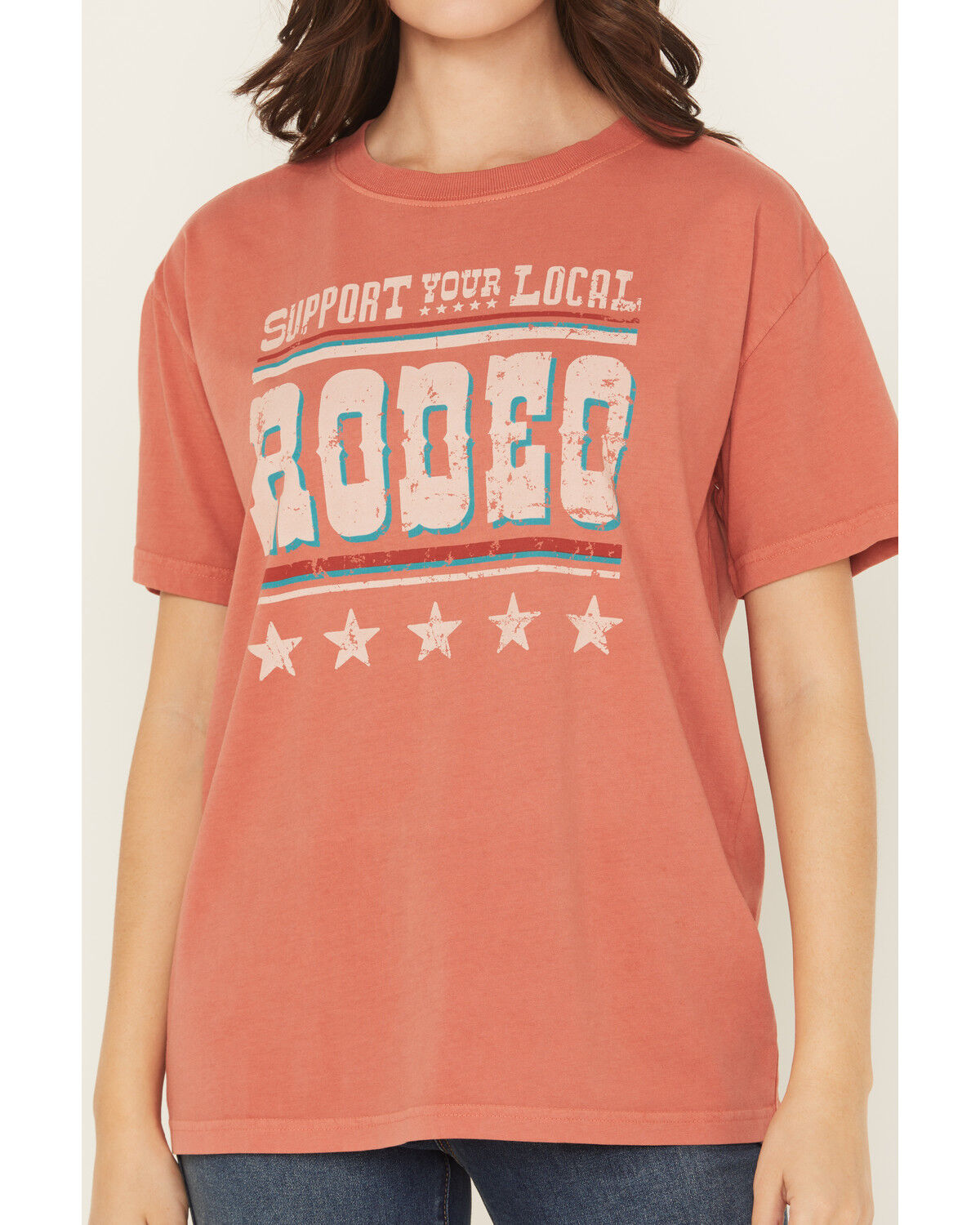 Shyanne Women's Support Your Local Rodeo Short Sleeve Boyfriend Graphic Tee