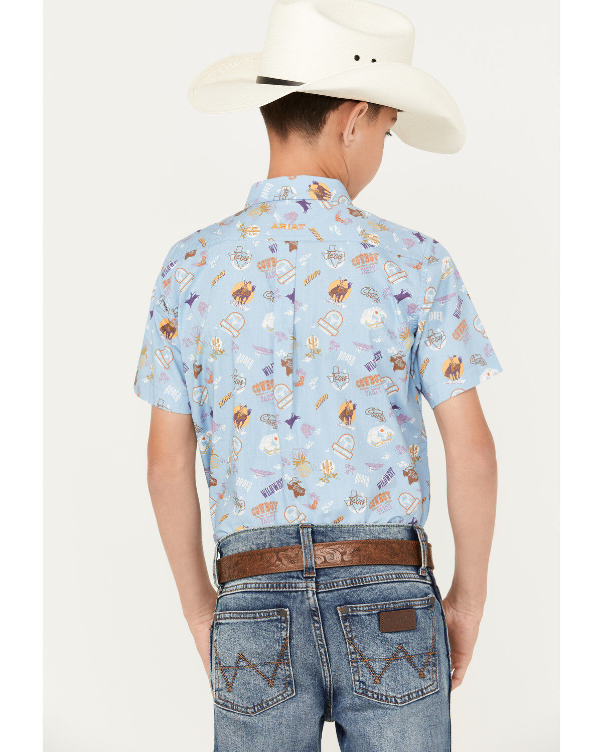 Ariat Boys' Maurico Print Classic Fit Short Sleeve Button Down Western Shirt