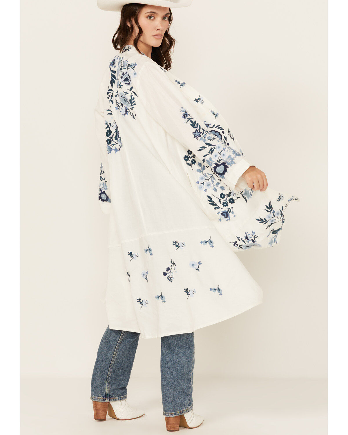Johnny Was Women's Floral Embroidered Long Sleeve Kimono