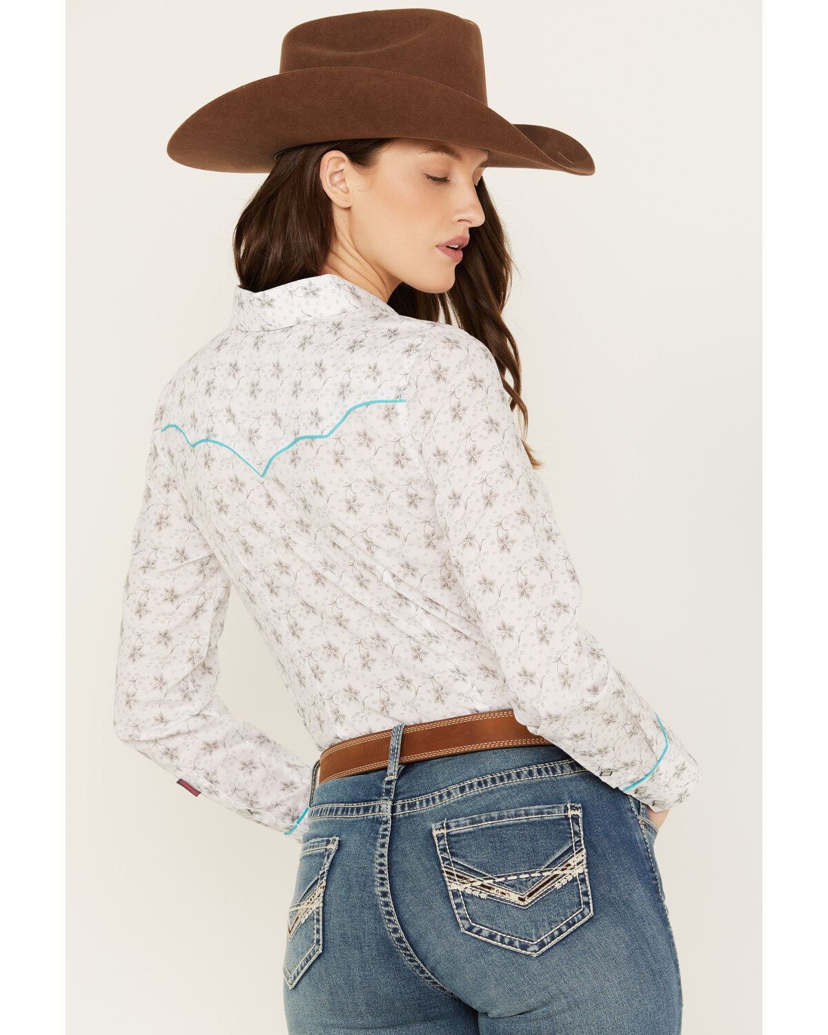 Rock & Roll Denim Women's Floral Long Sleeve Pearl Snap Western Shirt