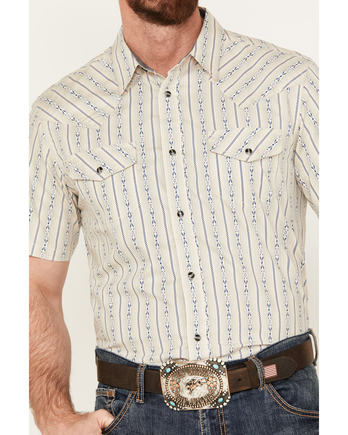 Cody James Men's Maya Striped Short Sleeve Western Snap Shirt