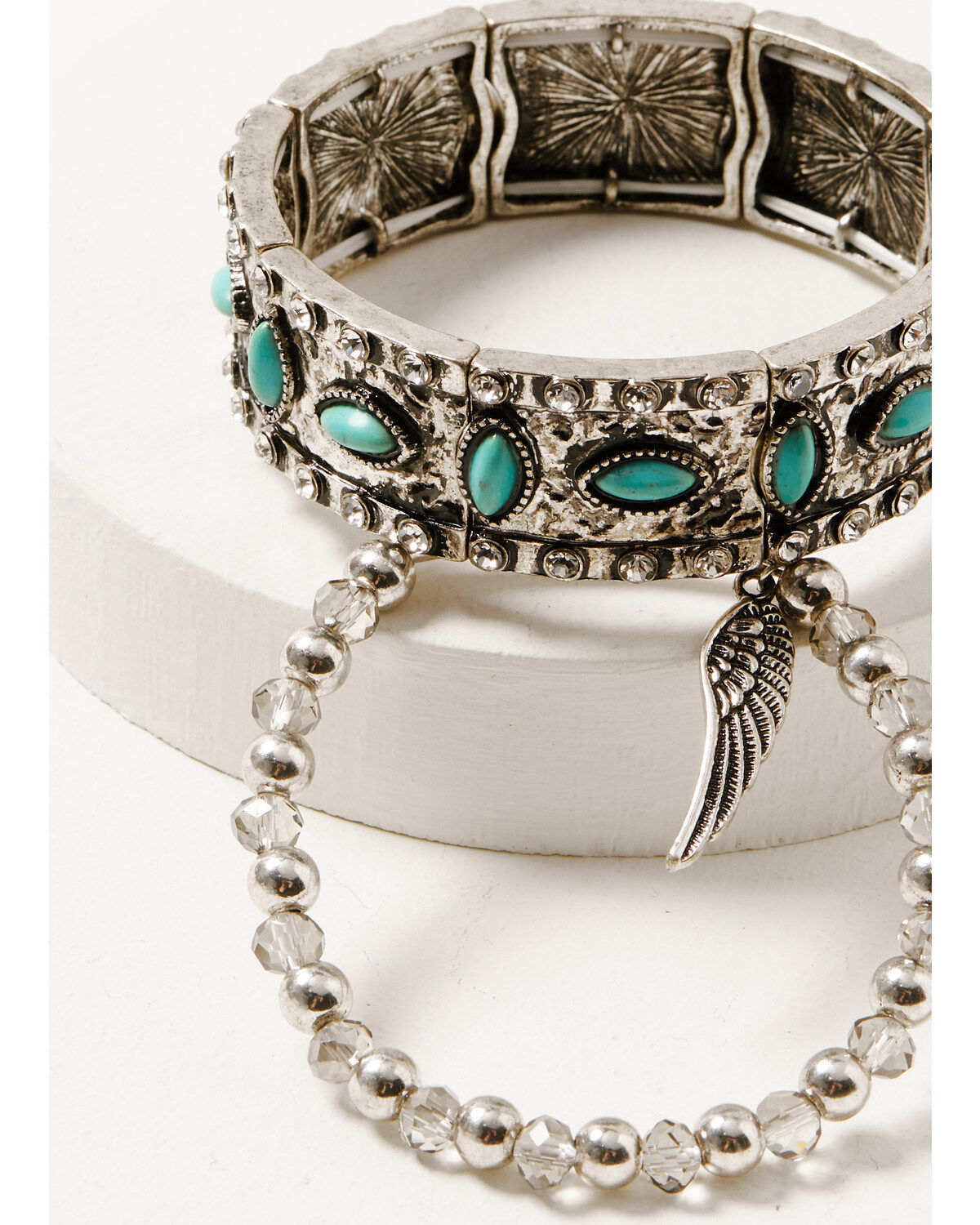 Shyanne Women's 4-piece Silver Longhorn & Turquoise Beaded Bracelet Set