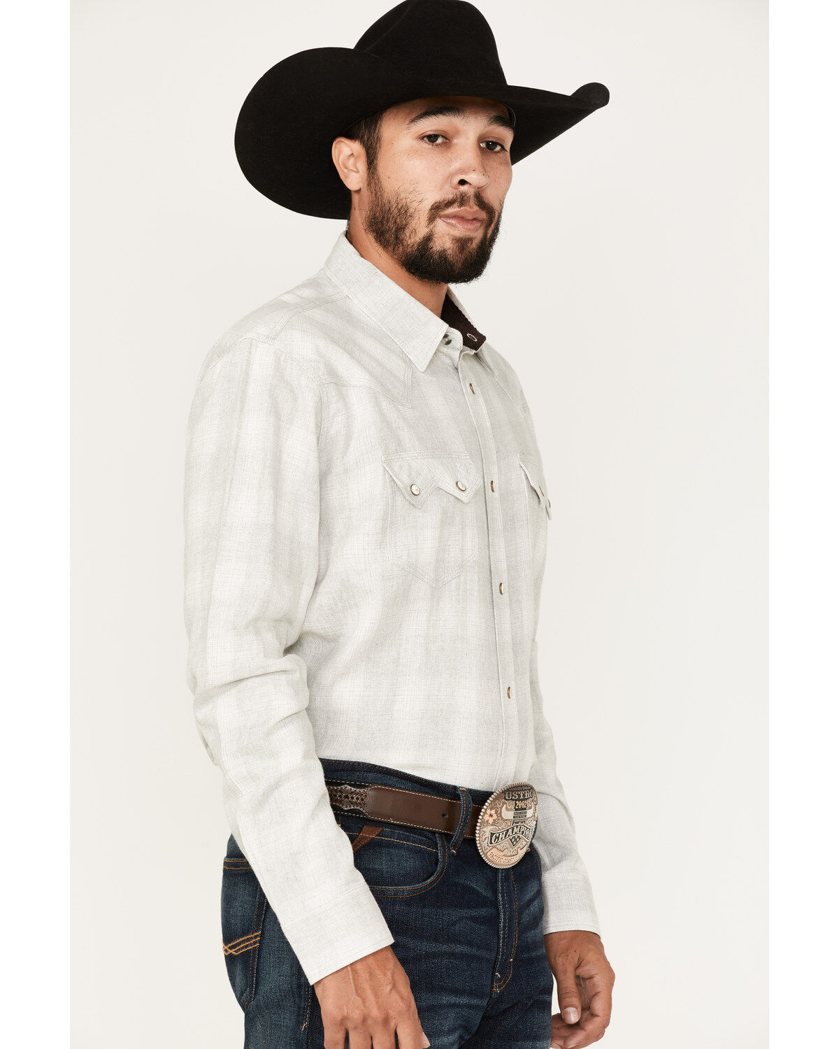 Moonshine Spirit Men's Ethonol Plaid Print Long Sleeve Snap Western Flannel Shirt