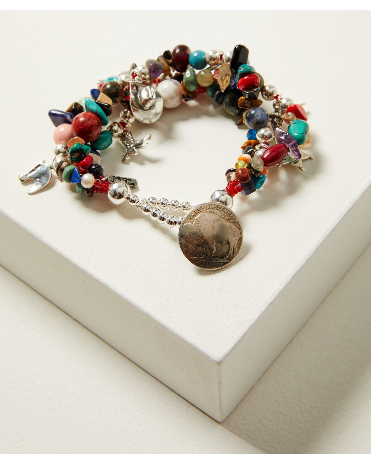 Paige Wallace Women's Multi Stone Western Charm Bracelet