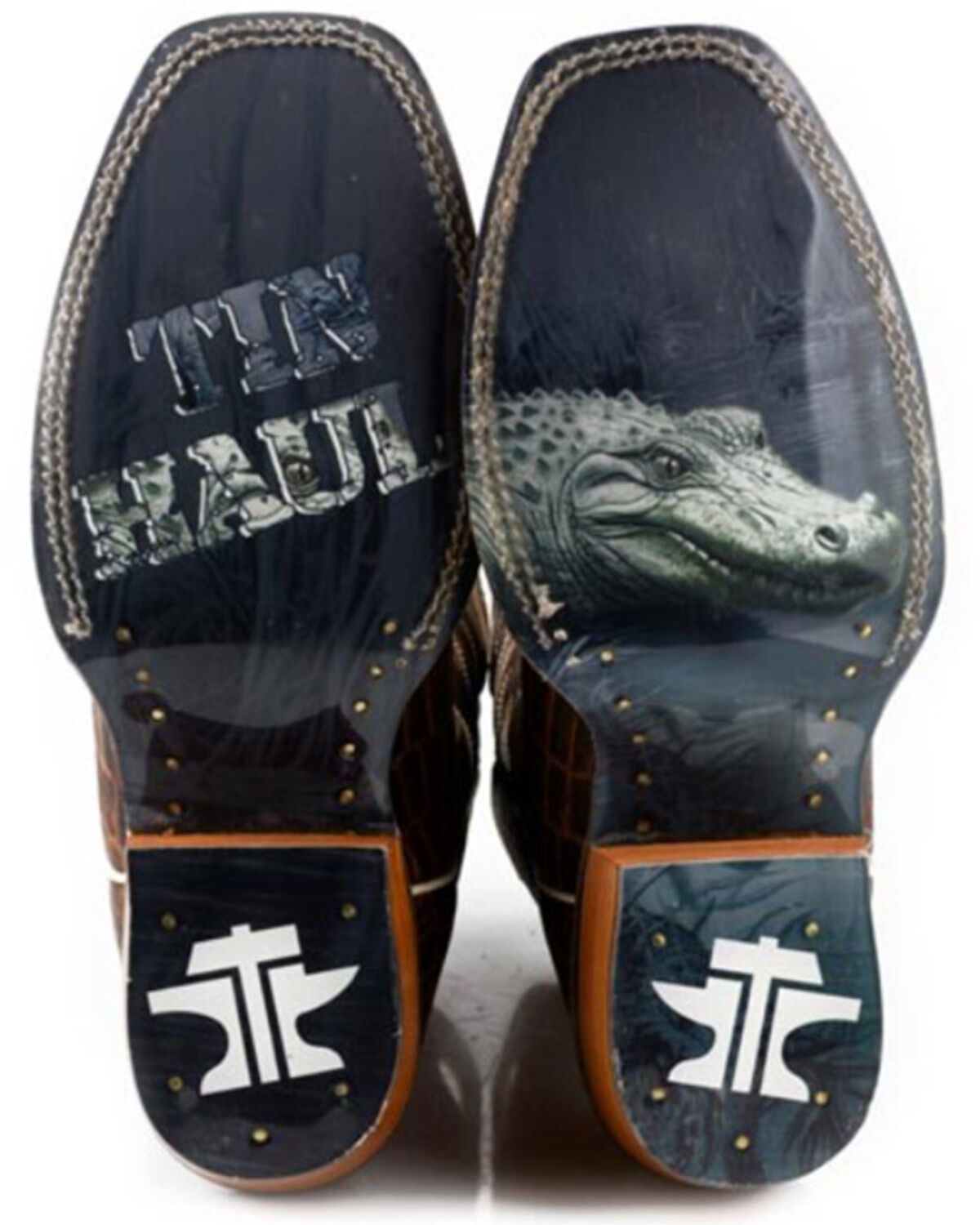 Tin Haul Men's Wild Croc Caiman Print Western Boots - Square Toe