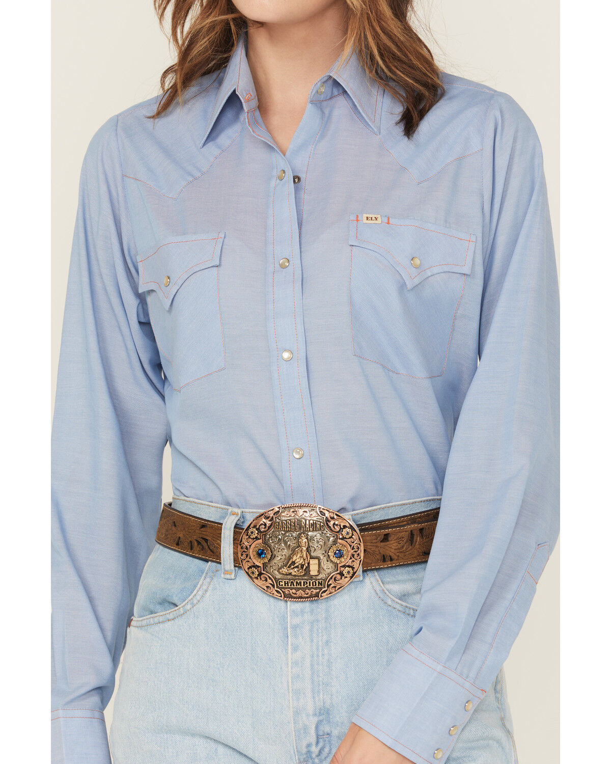 Cowboygirl by Jenna Paulette Women's Solid Long Sleeve Pearl Snap Western Shirt