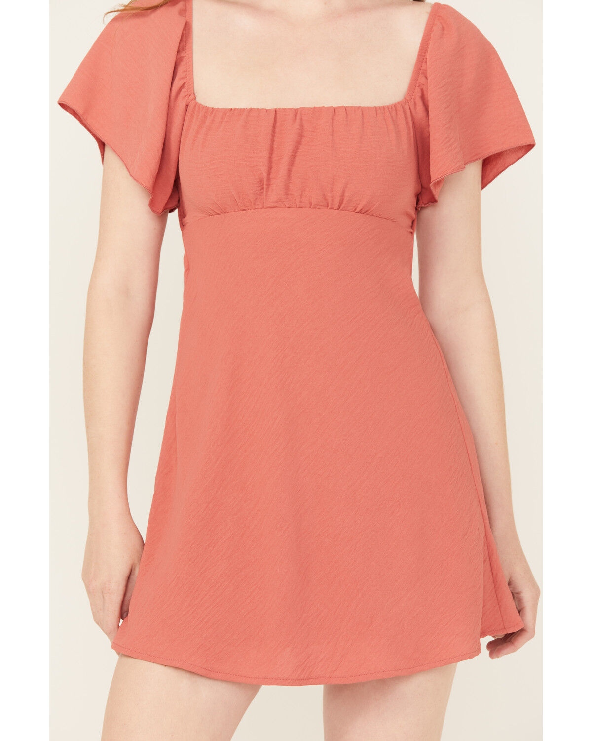 Originality Women's Emma Flutter Sleeve Tie-Back Mini Dress