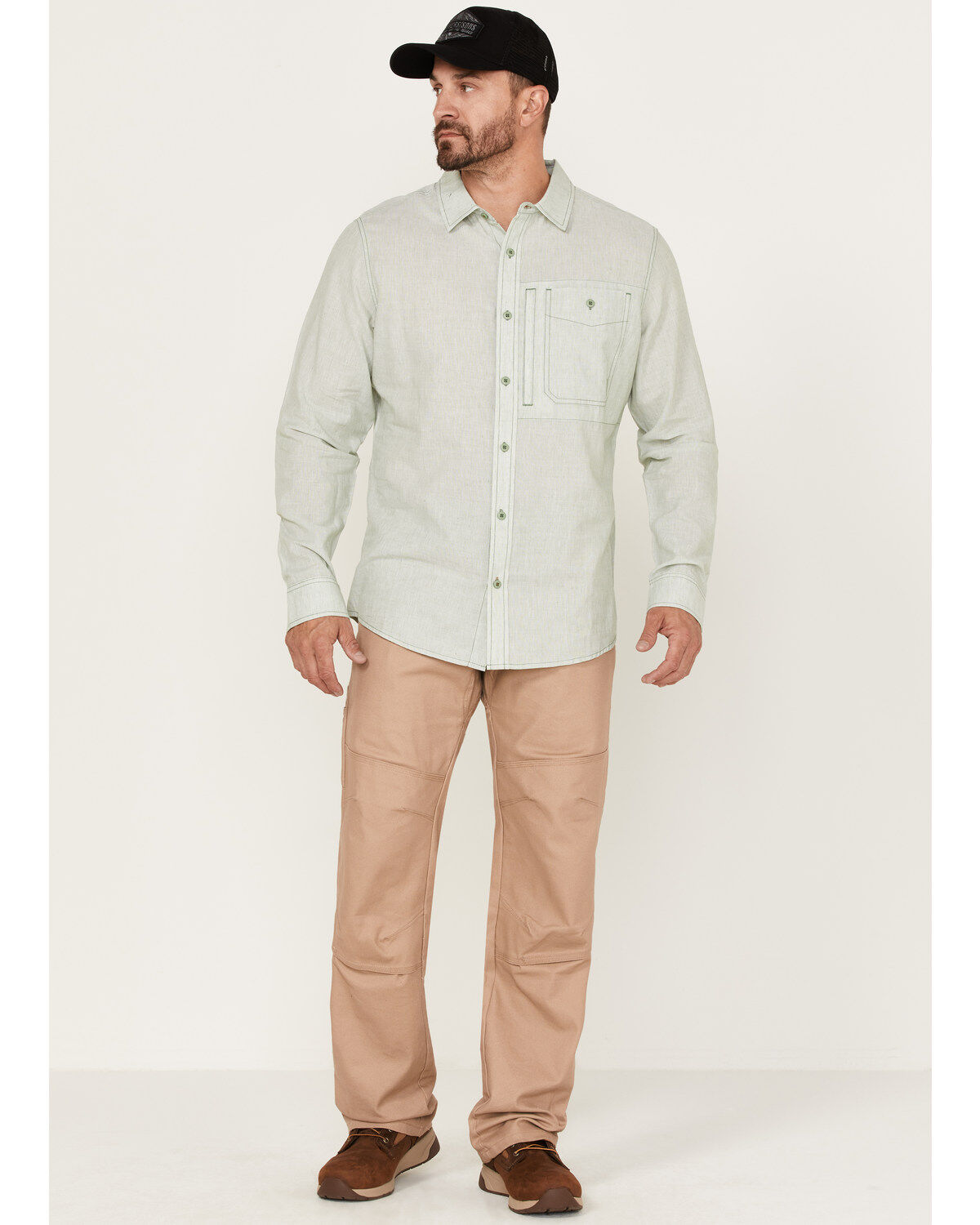 Brothers and Sons Men's Performance Solid Long Sleeve Button Down Western Shirt