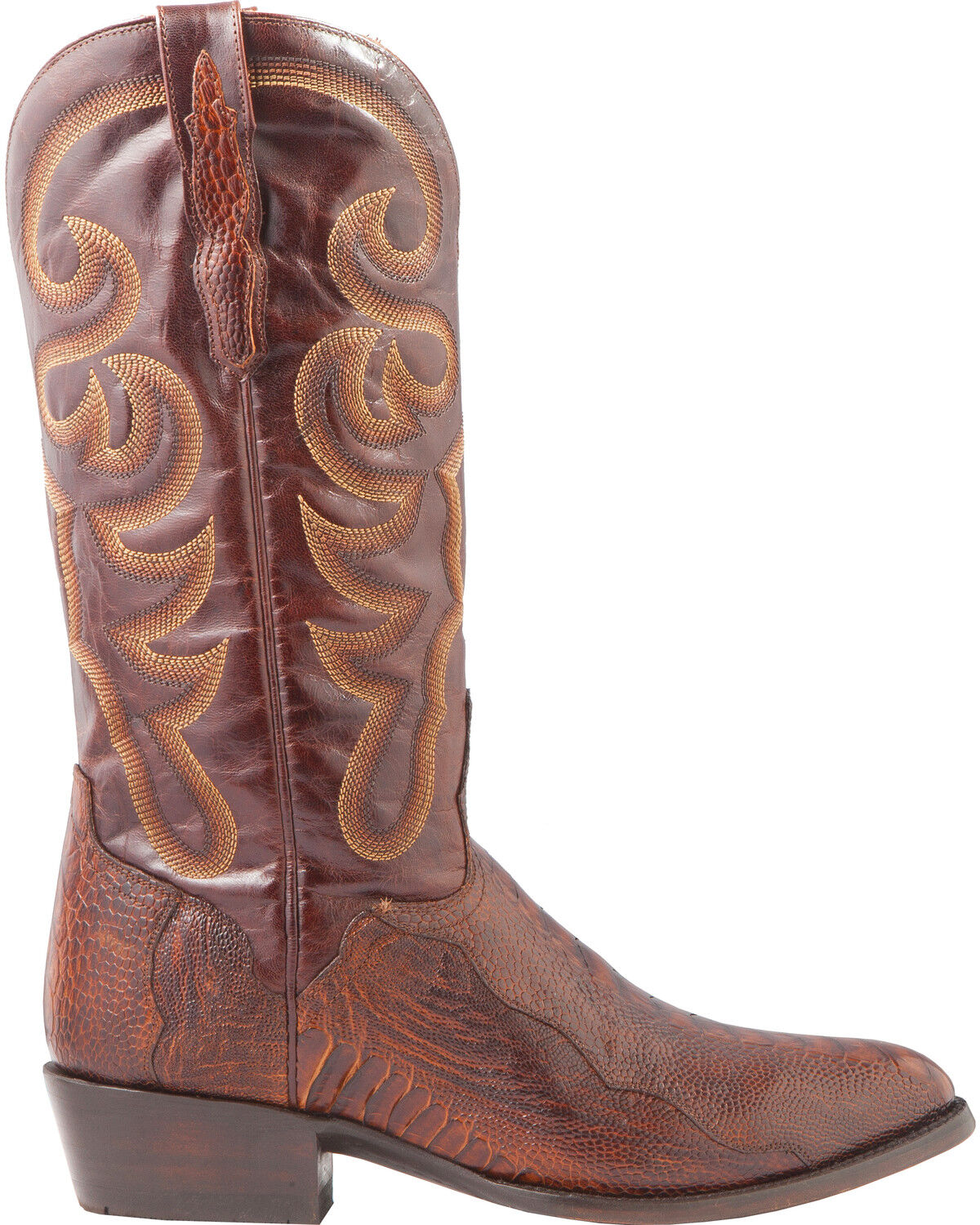 El Dorado Men's Handmade Ostrich Leg Brass Western Boots - Round Toe