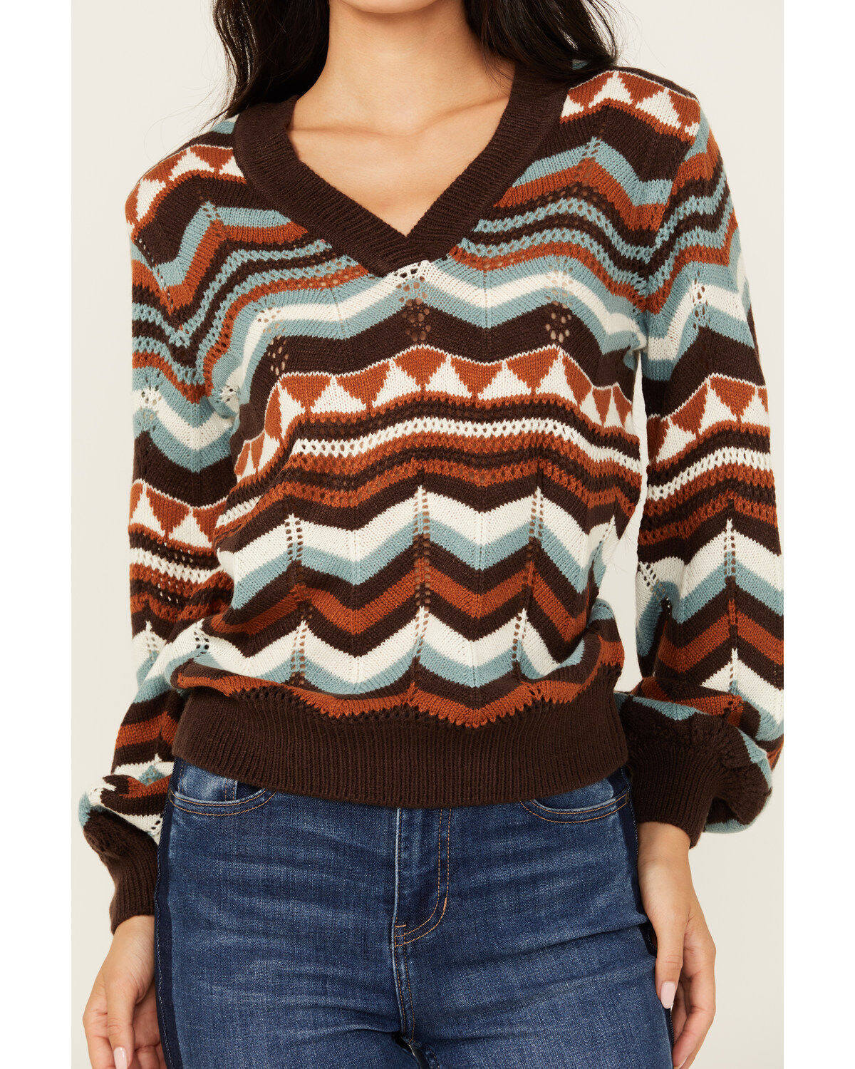 Shyanne Women's Zig Zag V Neck Sweater