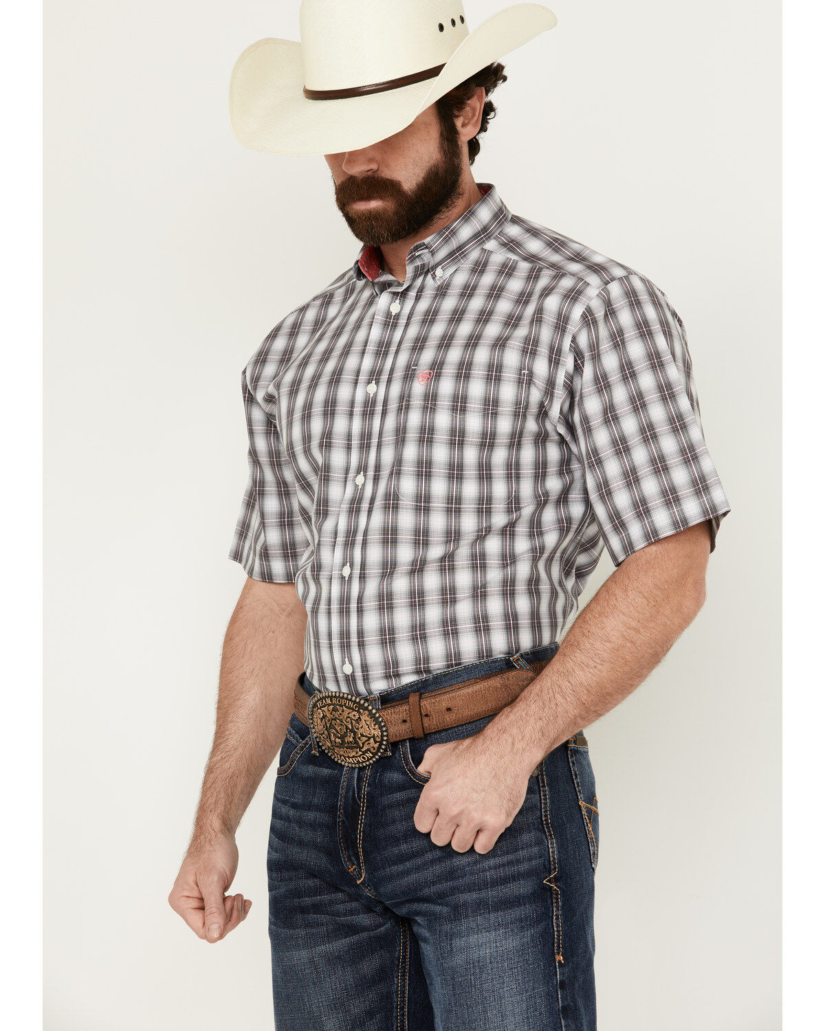 Ariat Men's Berkley Ombre Plaid Print Short Sleeve Button-Down Western Shirt