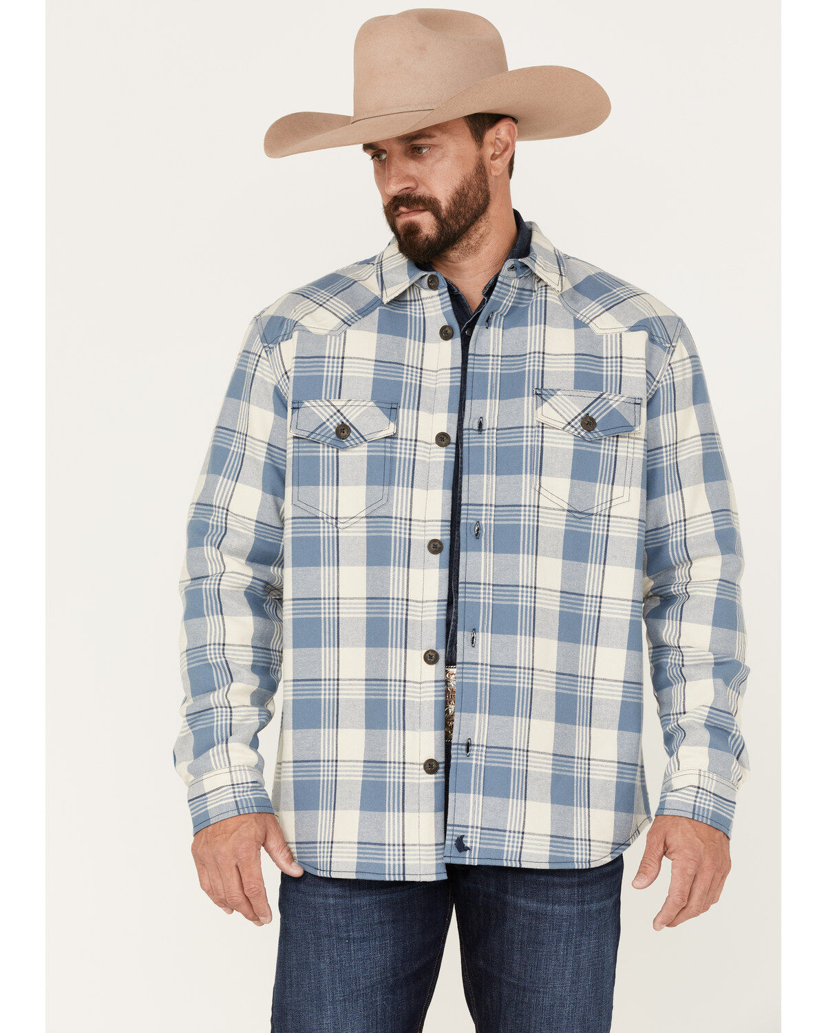 Cody James Men's Oregon Trail Plaid Button-Down Bonded Western Flannel Shirt