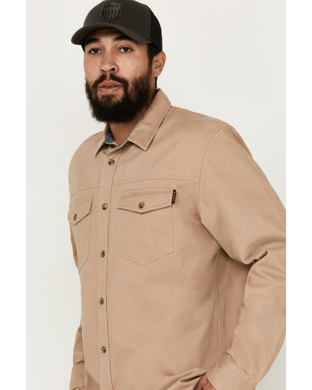 Hawx Men's All Out Woven Solid Long Sleeve Snap Work Shirt