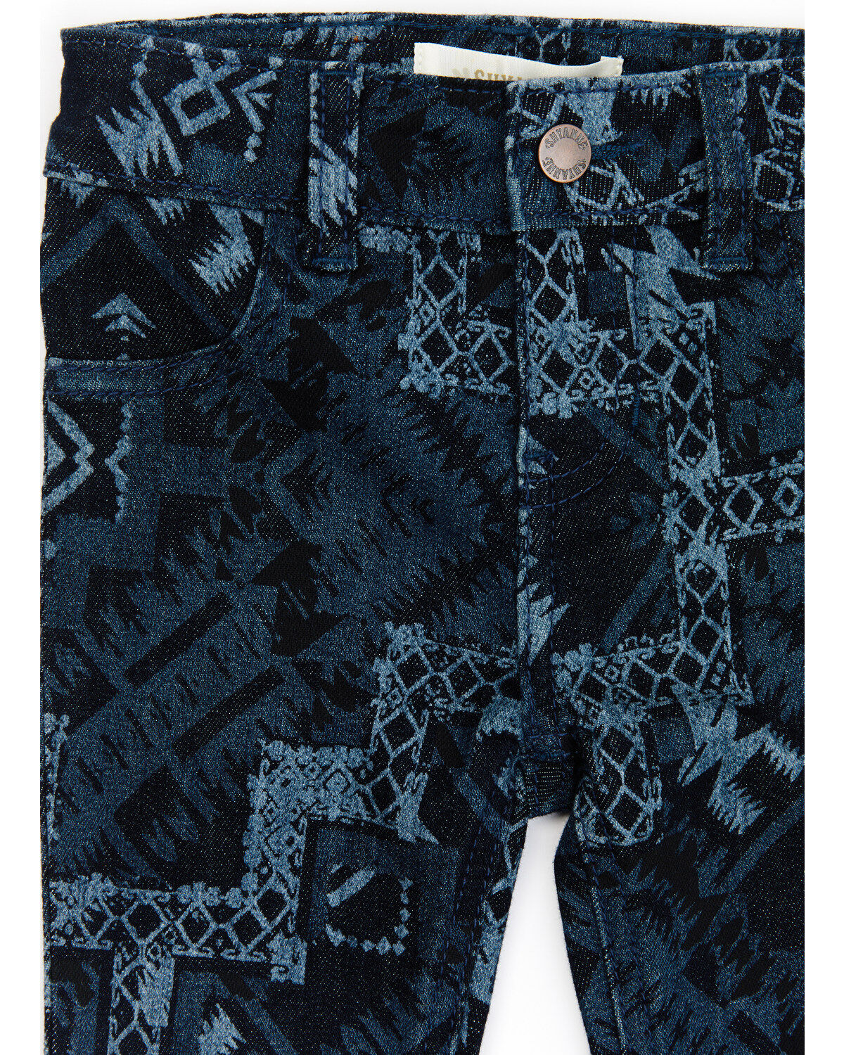 Shyanne Toddler Girls' Dark Wash Allover Printed Flare Jeans