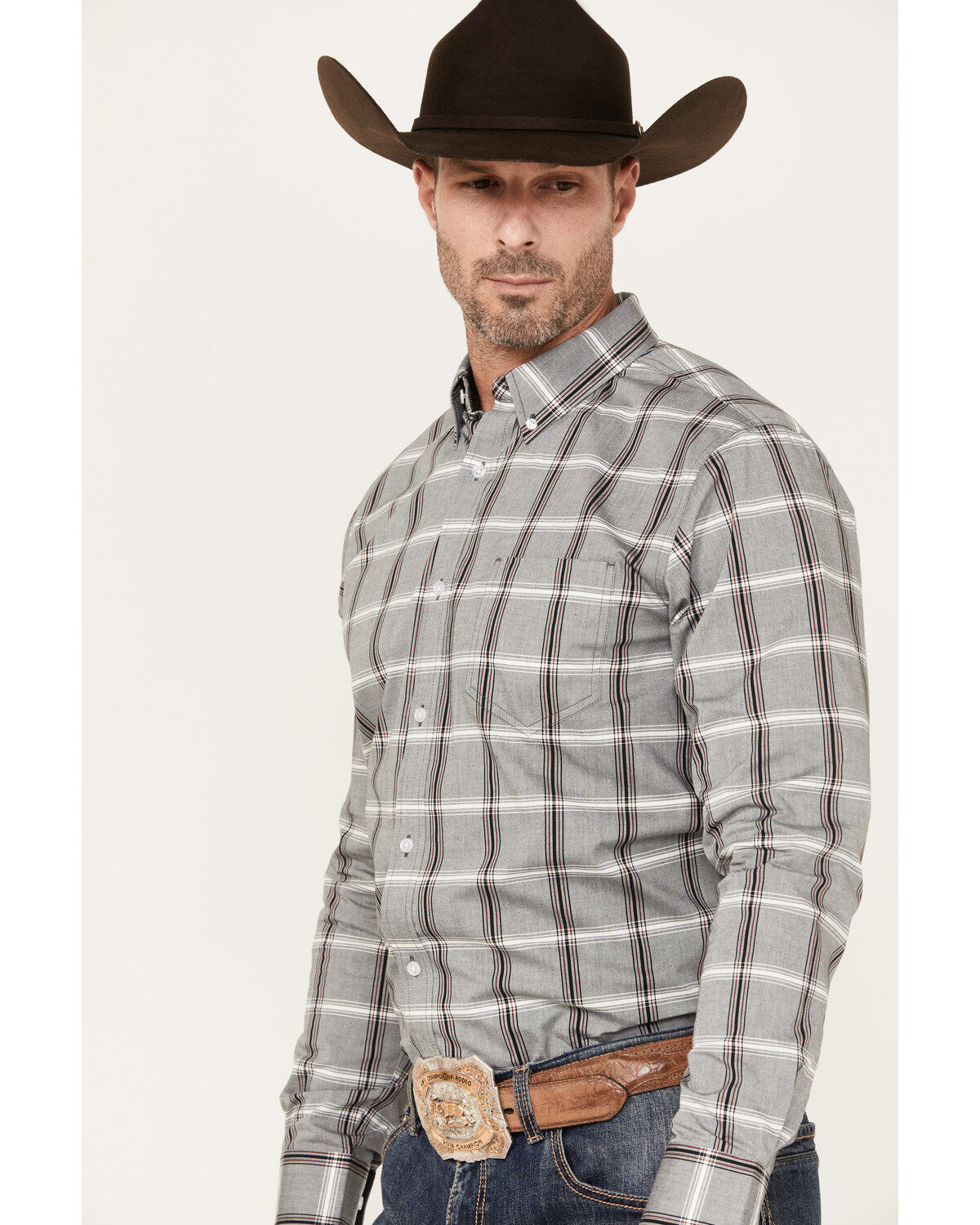 Cody James Men's Tall Pour Long Sleeve Plaid Print Button-Down Stretch Western Shirt
