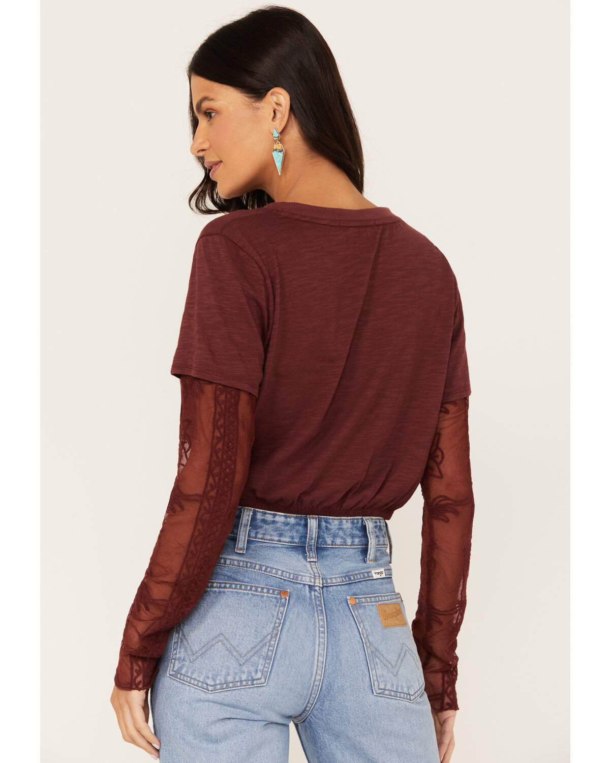 Jolt Women's Lace Trim Long Sleeve Shirt